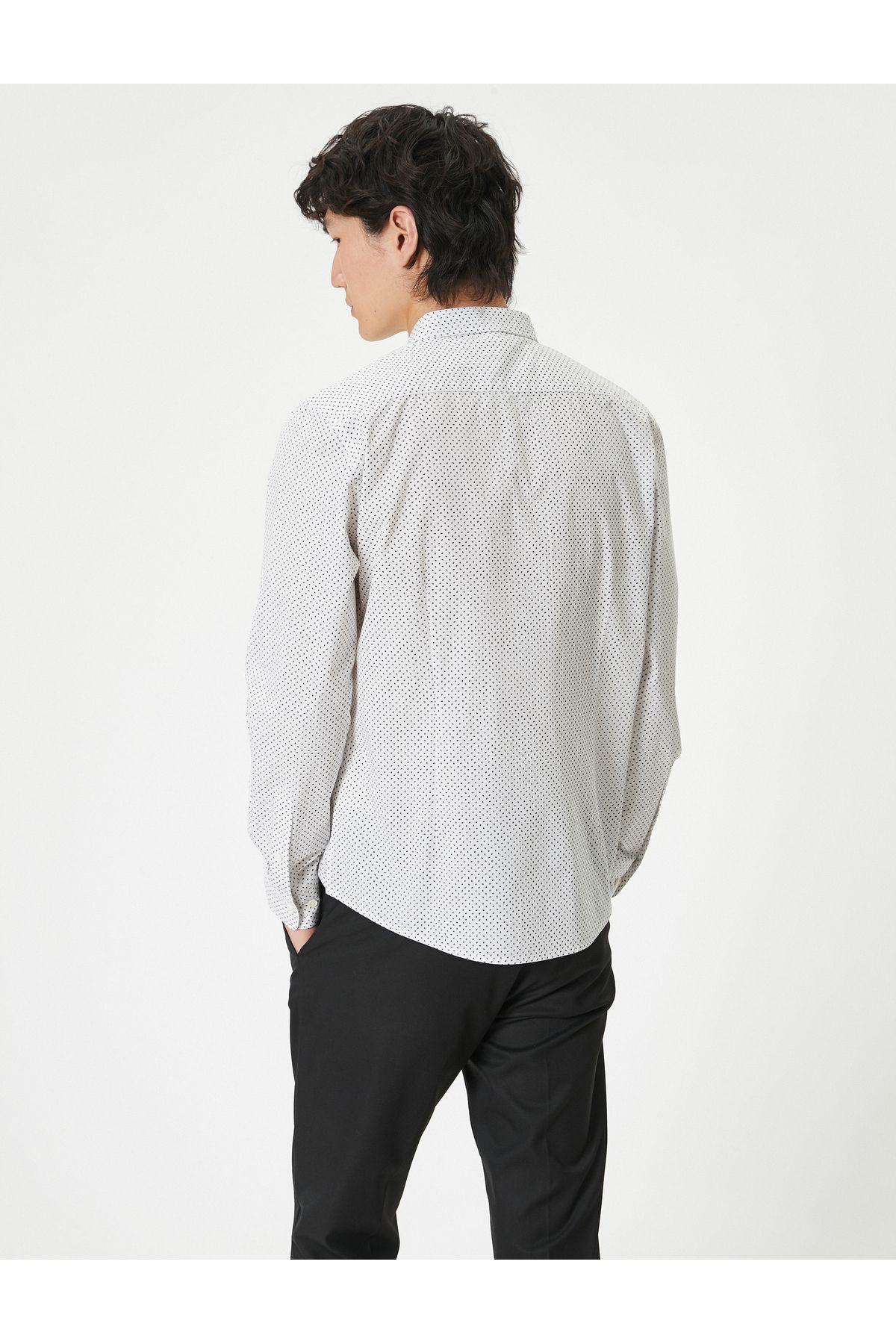 Koton-Cămașă Slim Fit din bumbac - Guler pe jumătate italian, cu nasturi 4