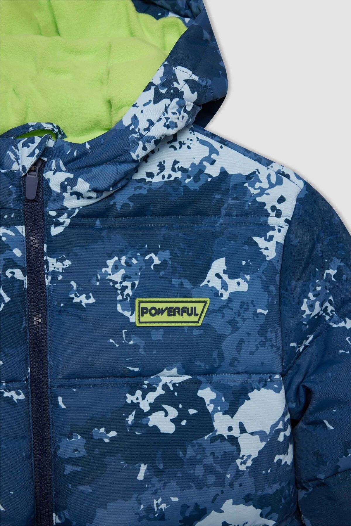 DeFacto-Boy's Fleece down Jacket - Water Repellent, Hood, Print, Zip-Up and Pocket C5976A824Wn 3