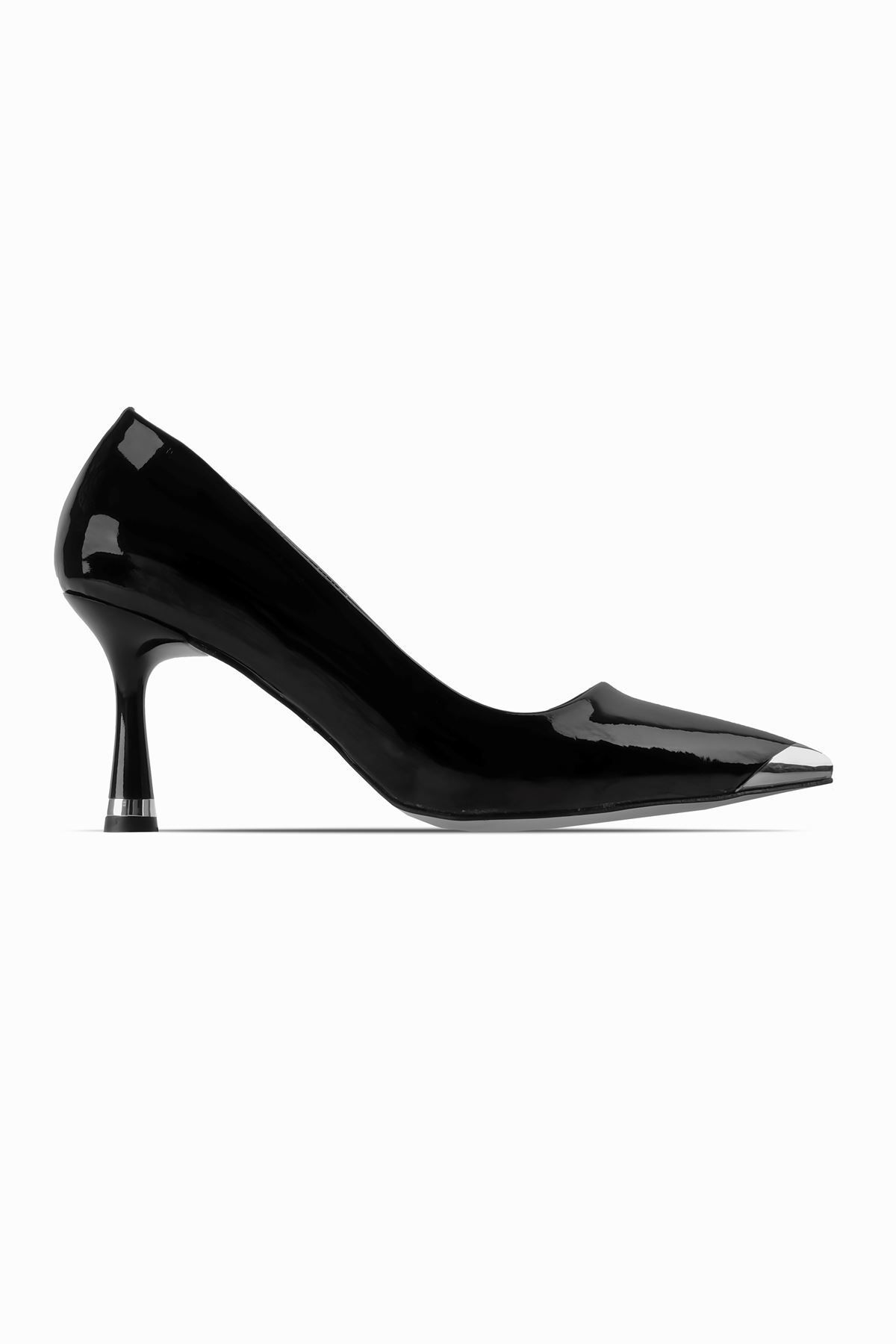 Lal Shoes & Bags-Andre Women's Metal Detailed Pointed Toe Heeled Shoes-R.Black 1