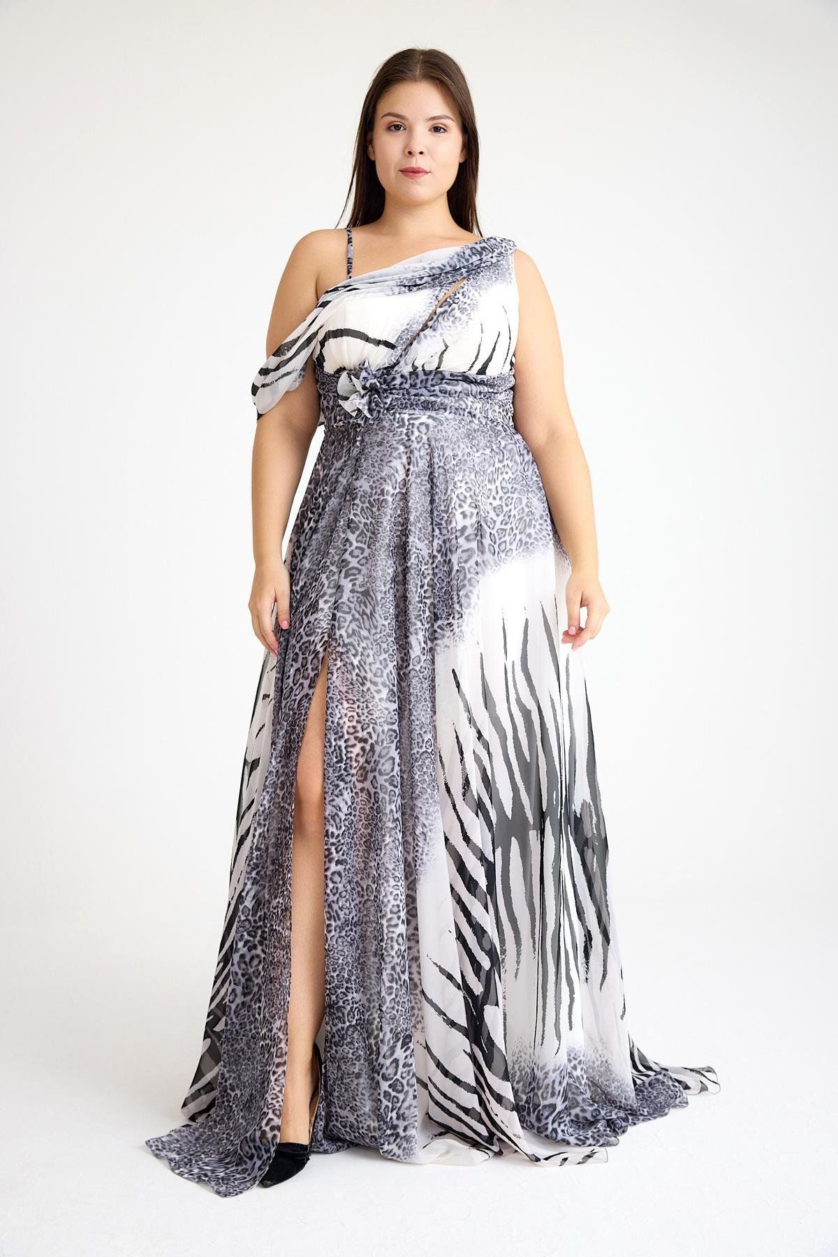 MAXXE-5917Emp Leopard Pattern Evening Dress 1