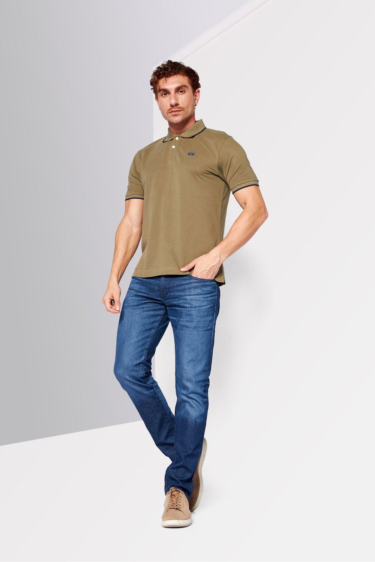 La Martina-Men Regular Fit Short Sleeve Embroidered Logo Polo Shirt, Burnt Olive 2