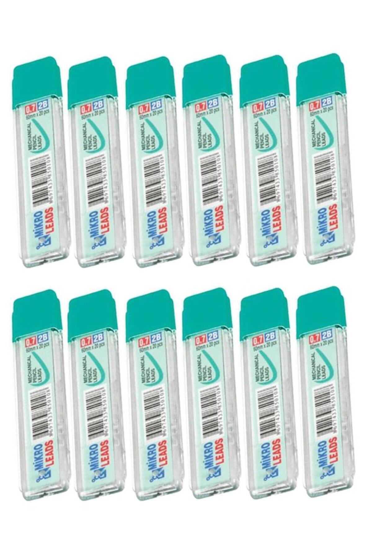 Artlantis Kalem Ucu 2B 0,7 mm 12 Adet Mekanik Uçlu Otomatik Kurşun Kalem Ucu 2B 60mm x 0,7mm Siyah Mikro Uç Kı