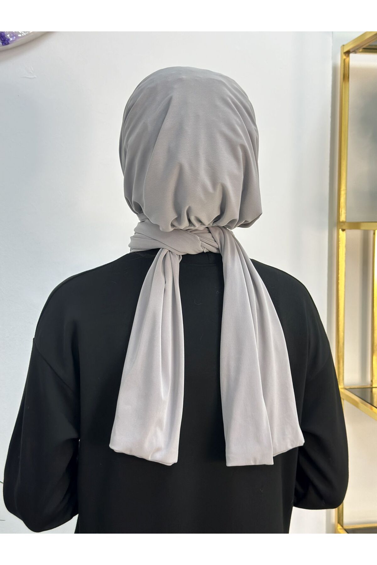 R&S modibone-Gray Imported Fabric Snap Fastener Ready Shawl - Use in Two Sides 5