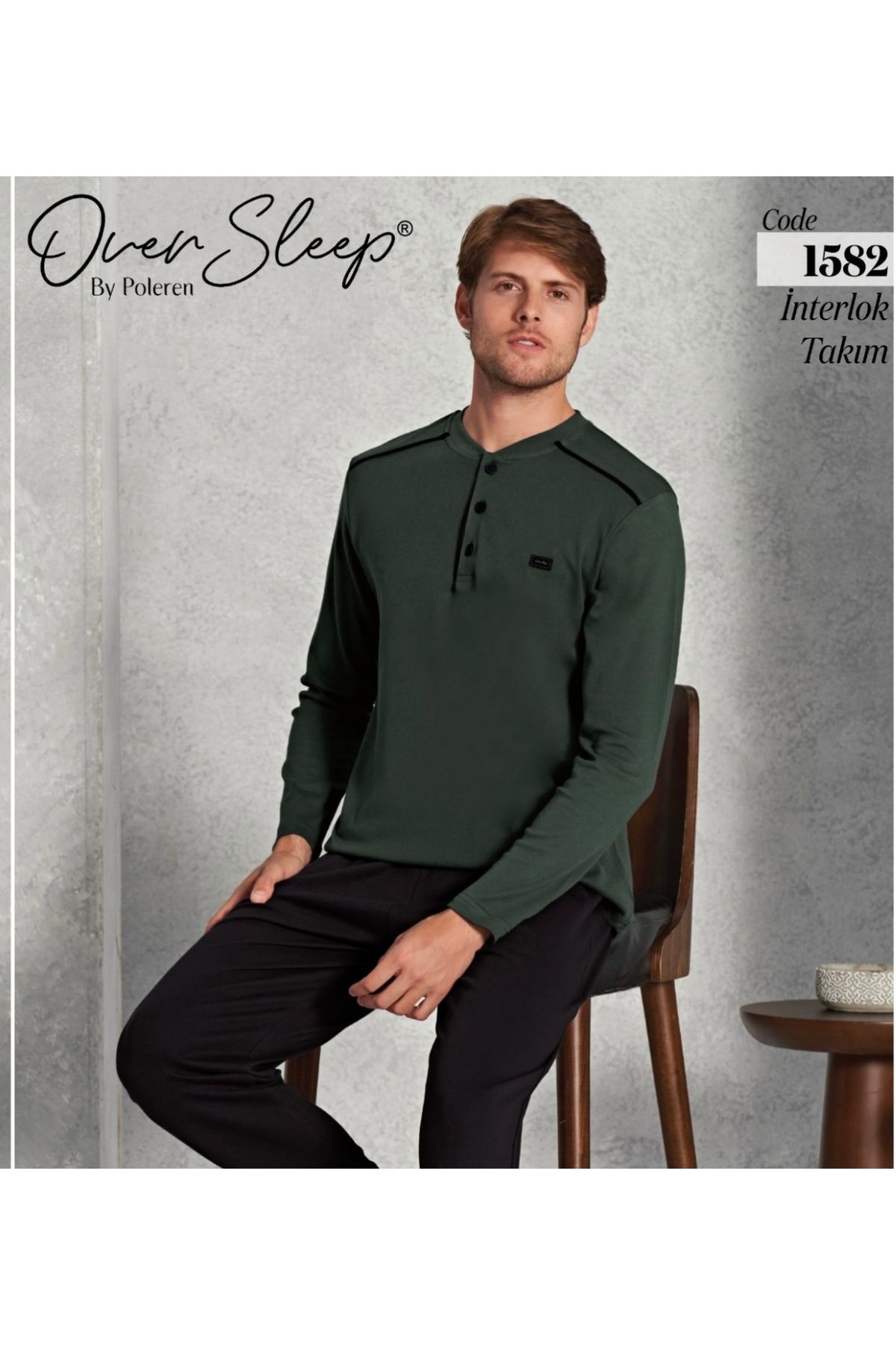 Over Sleep by Poleren-Over Sleep 1581 Men's Interlock Sleepwear Set 1