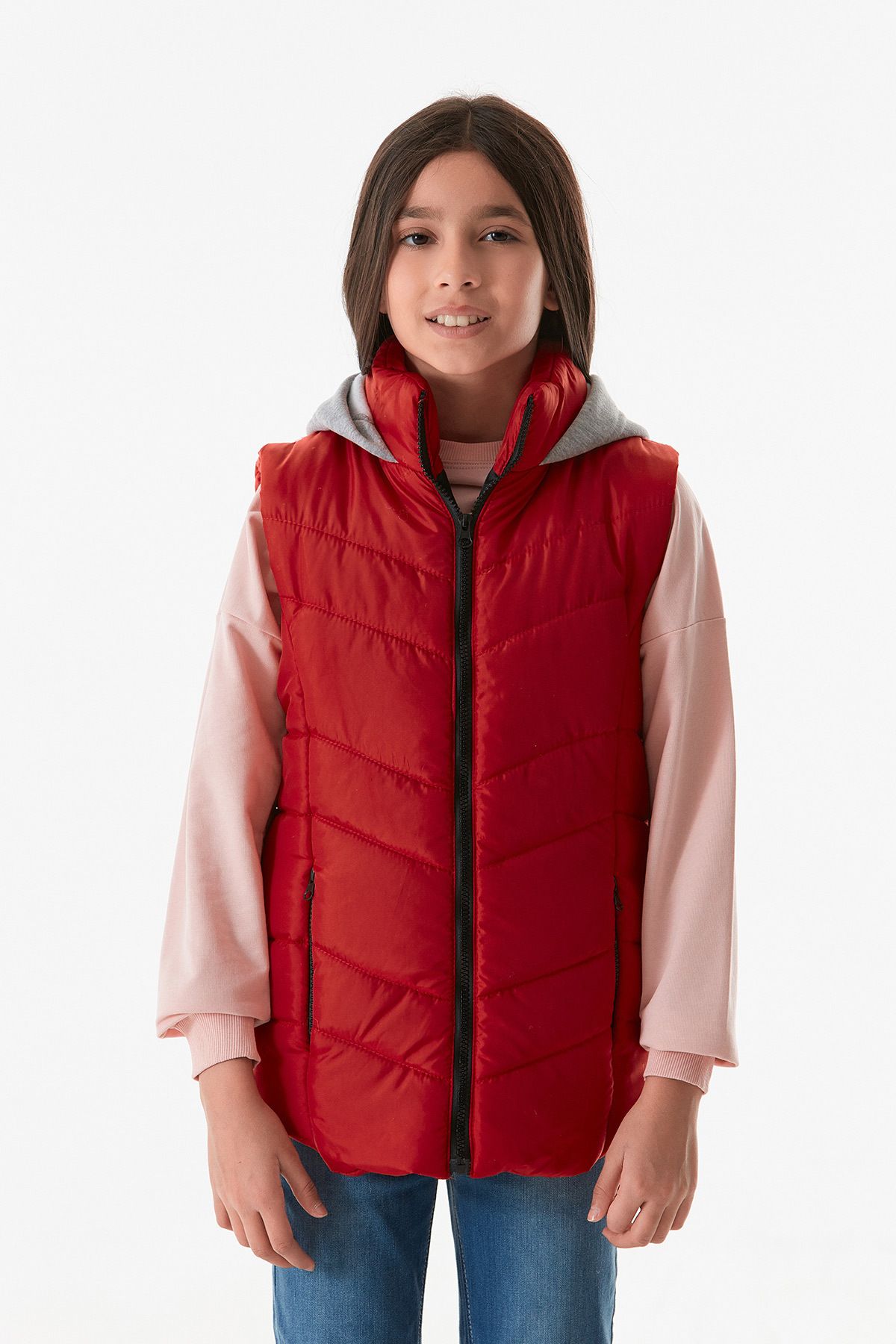 Fulla Moda-Pocket Zippered Hooded Girl's Vest 3