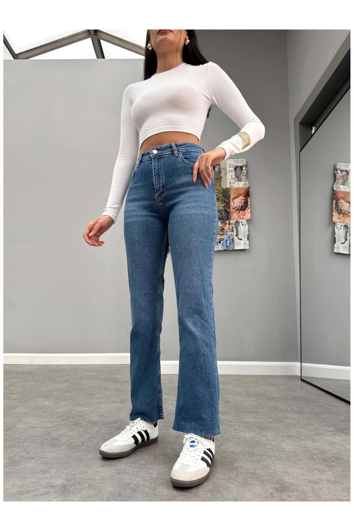 ESRAHELVACI کمر بلند کامل - Stretch Flare Jean