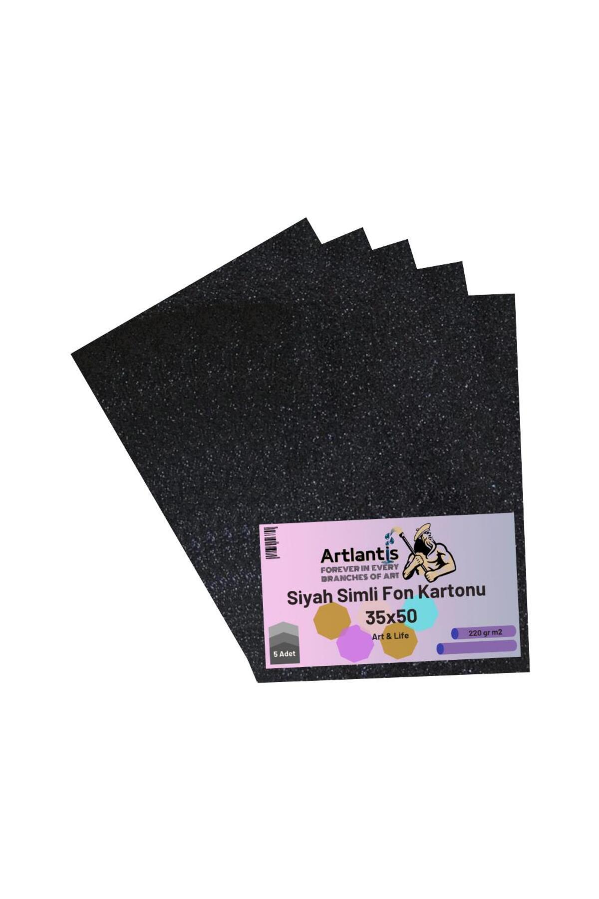 Artlantis Siyah Simli Karton 35x50 5 Adet Simli Karton Siyah 5 Adet 35*50