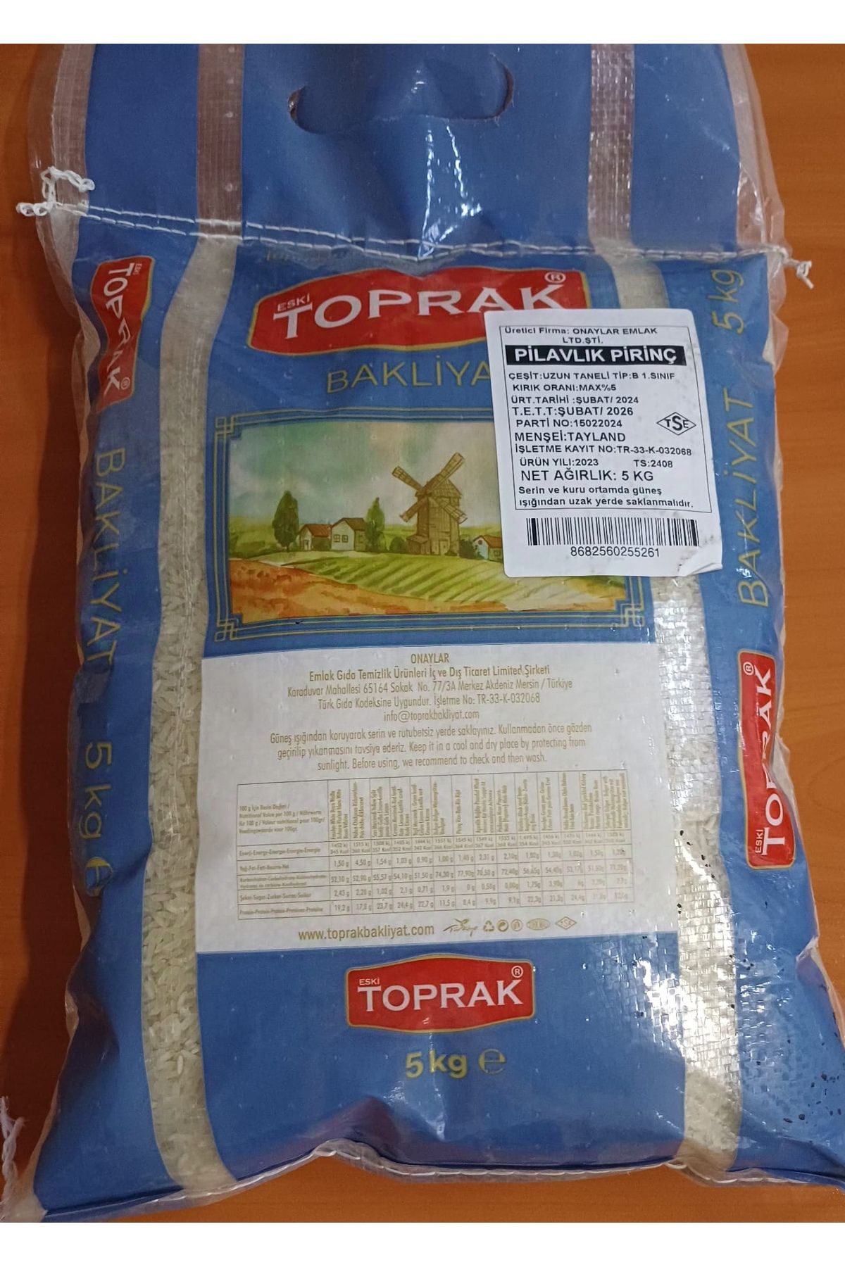 toprak Uzun Ve Taneli Pirinç 5kg Kapalı Paket