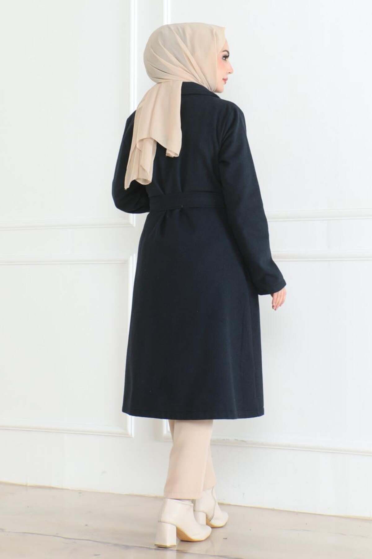 SGS-Navy Blue Double Breasted Cashew Coat 4