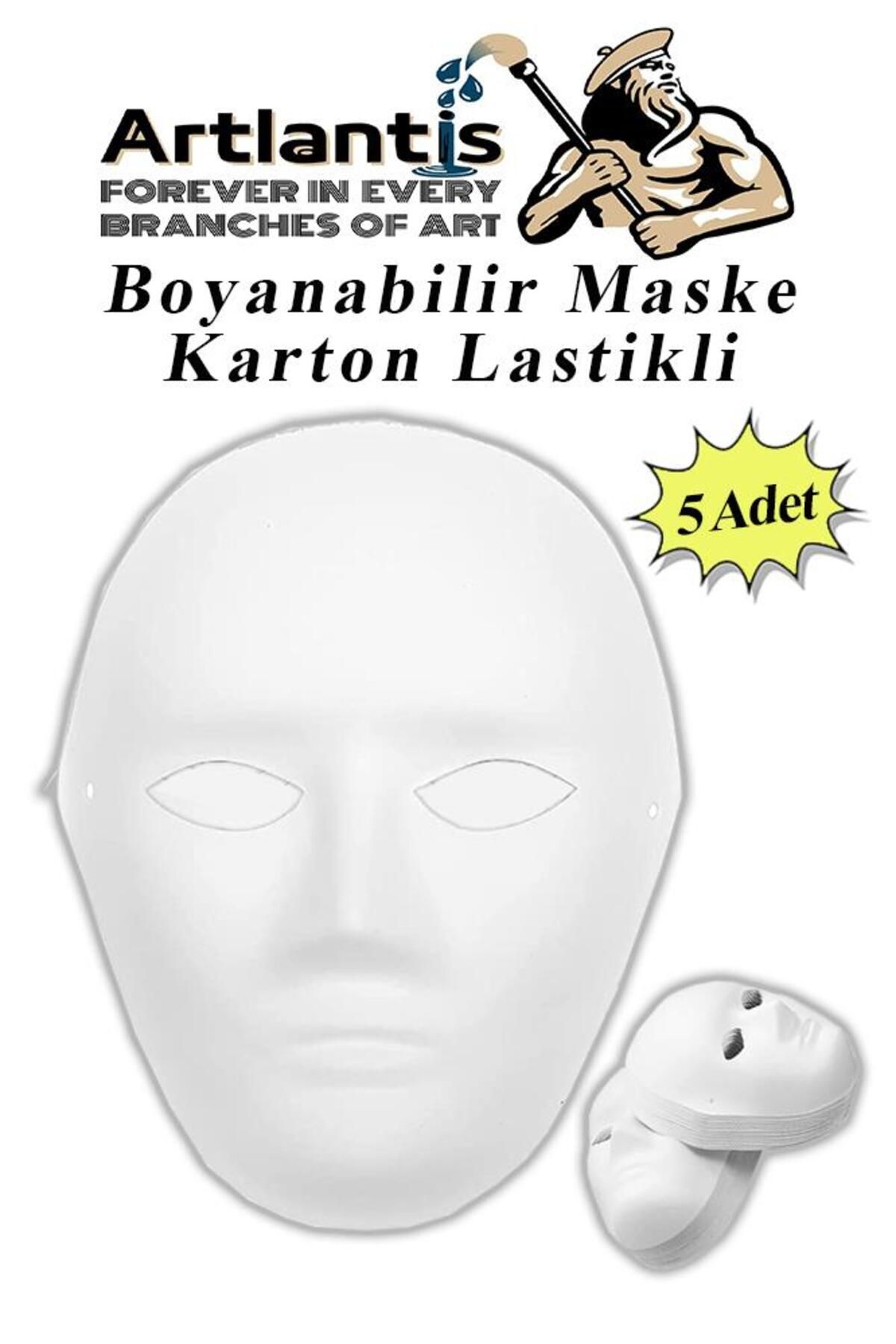 Artlantis-Mask Painting 19x24 Cm 5 Pieces Paintable Mask Cardboard Elastic Human Face Surat School Classroom Activity 1