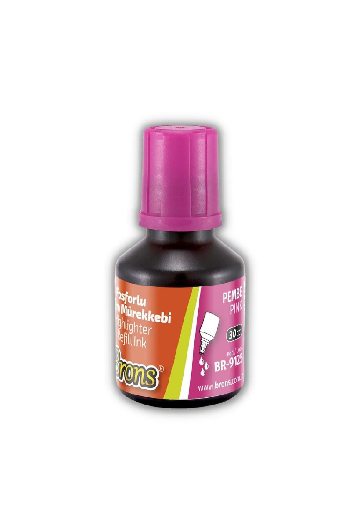 Brons Fosforlu Kalem Mürekkebi Pembe 30 ml 1 Adet İşaret Kalemi Mürekkebi 1 Adet