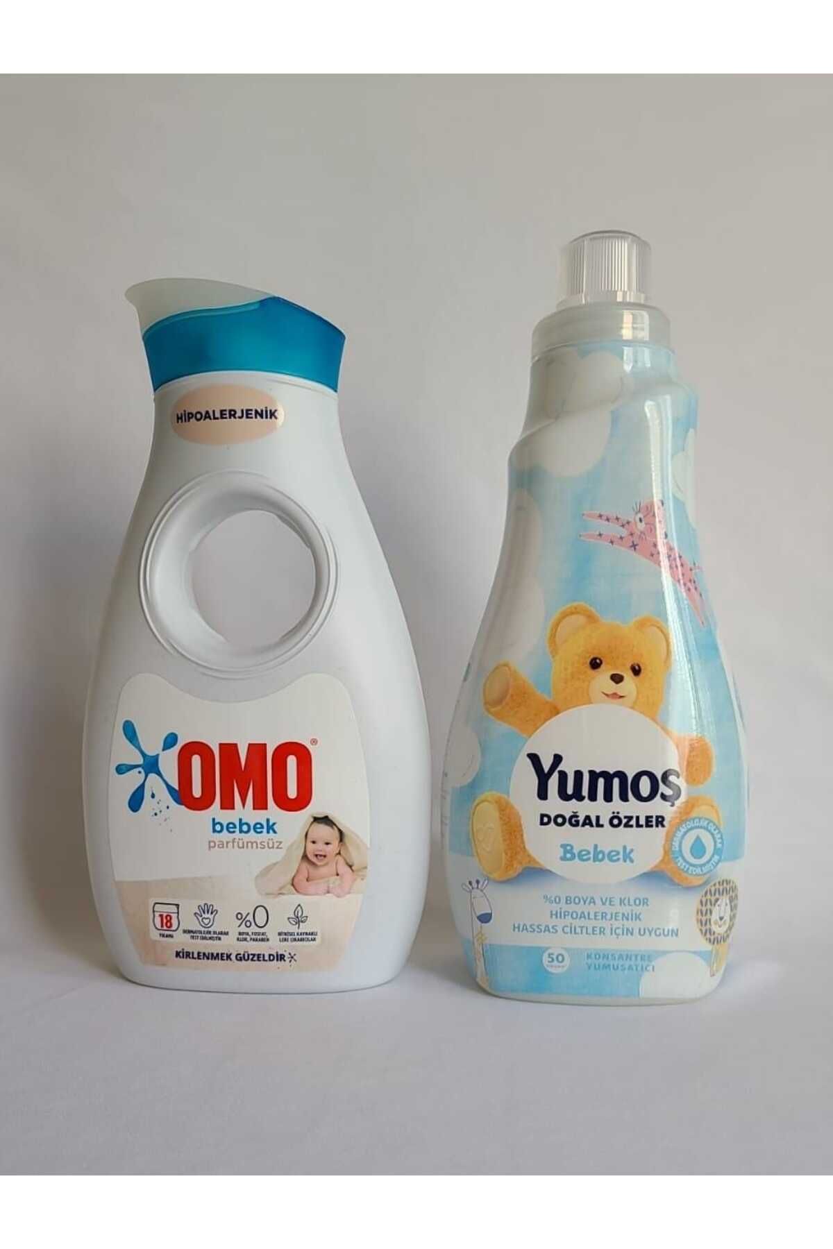 Omo Bebek Sıvı Deterjan 900 ml + YUMOŞ Doğal Özler Konsantre Yumuşatıcı Bebek 1200 ml