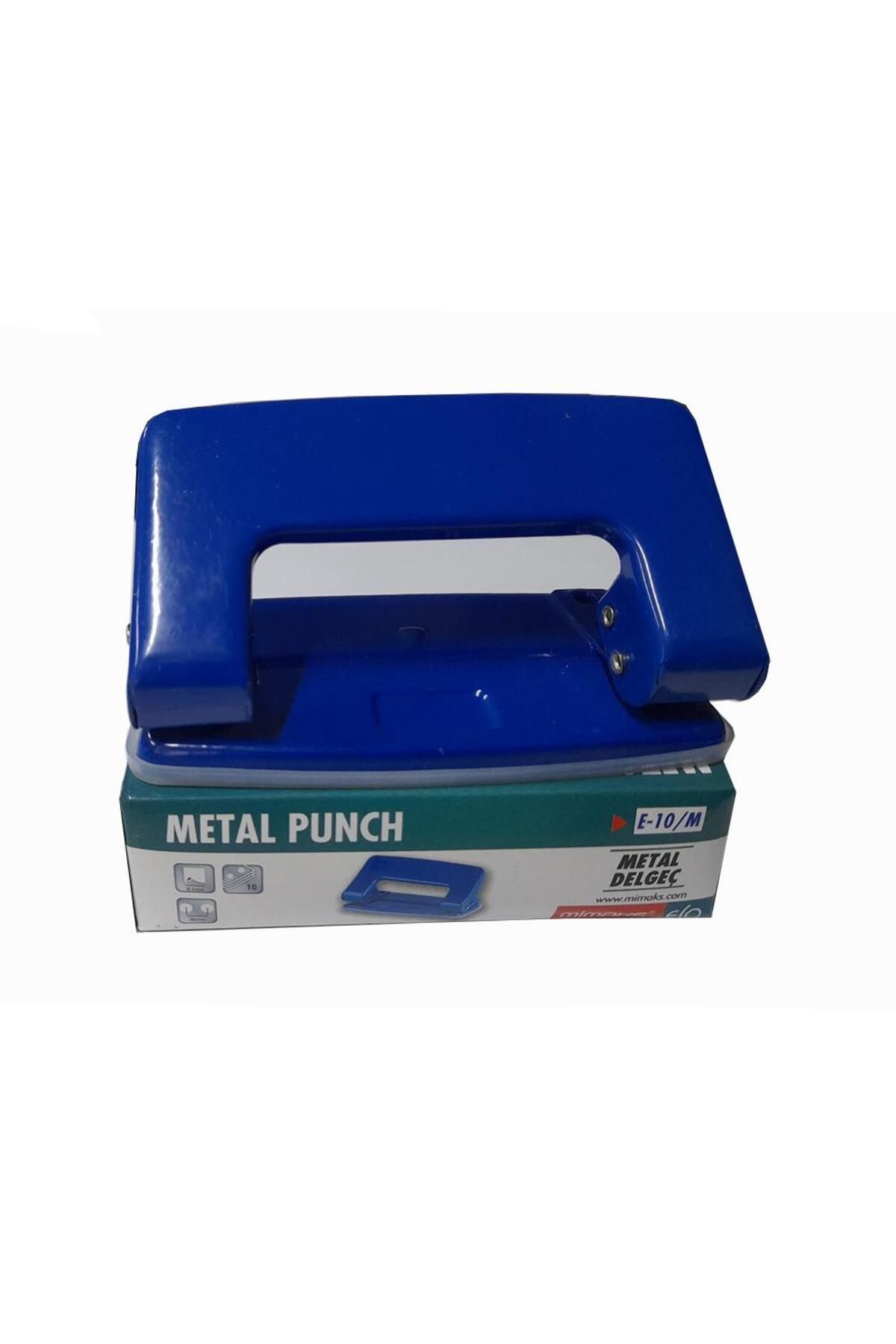 Mimaks-Punch Blue Metal Body Punch Small Size 1 Piece Office Desk School 8-10 Pages 1