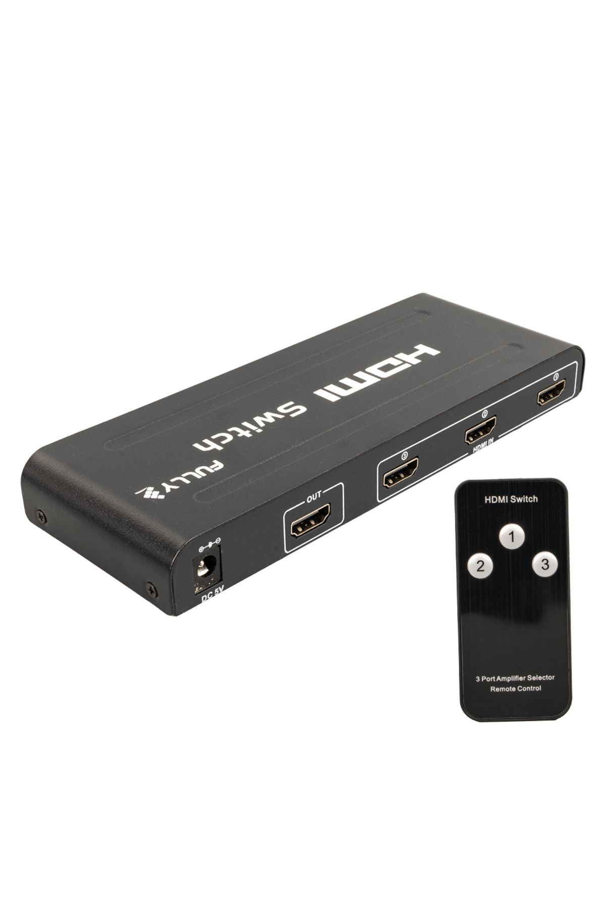 FULLY G-538H 3 GİRİŞ 1 ÇIKIŞ HDMI SWITCHER TOPLAYICI METAL KASA ADAPTÖRLÜ