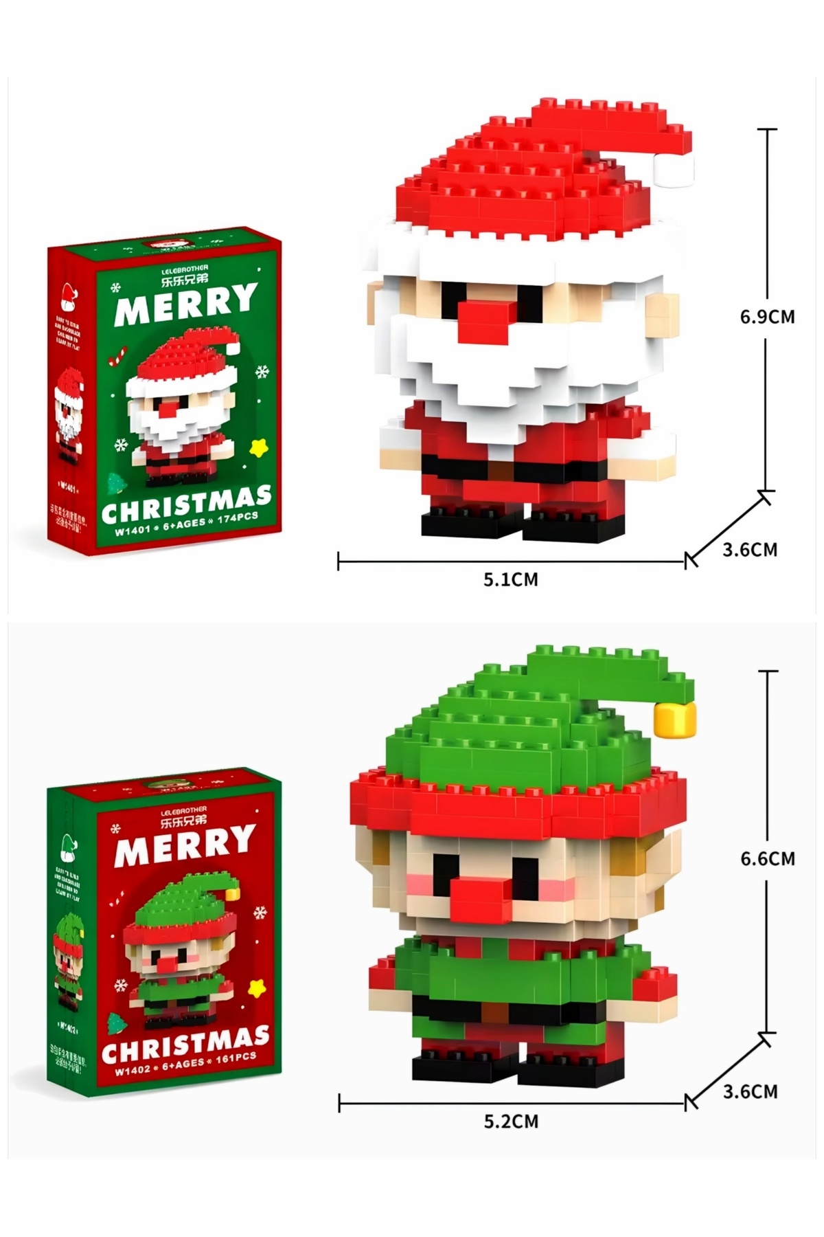 Dek Toy Store Yılbaşı Özel Seri Noel Baba ve Yardımcısı Elf Figür 3D yapboz Puzzle KUTUSUZ Hediye Hobi