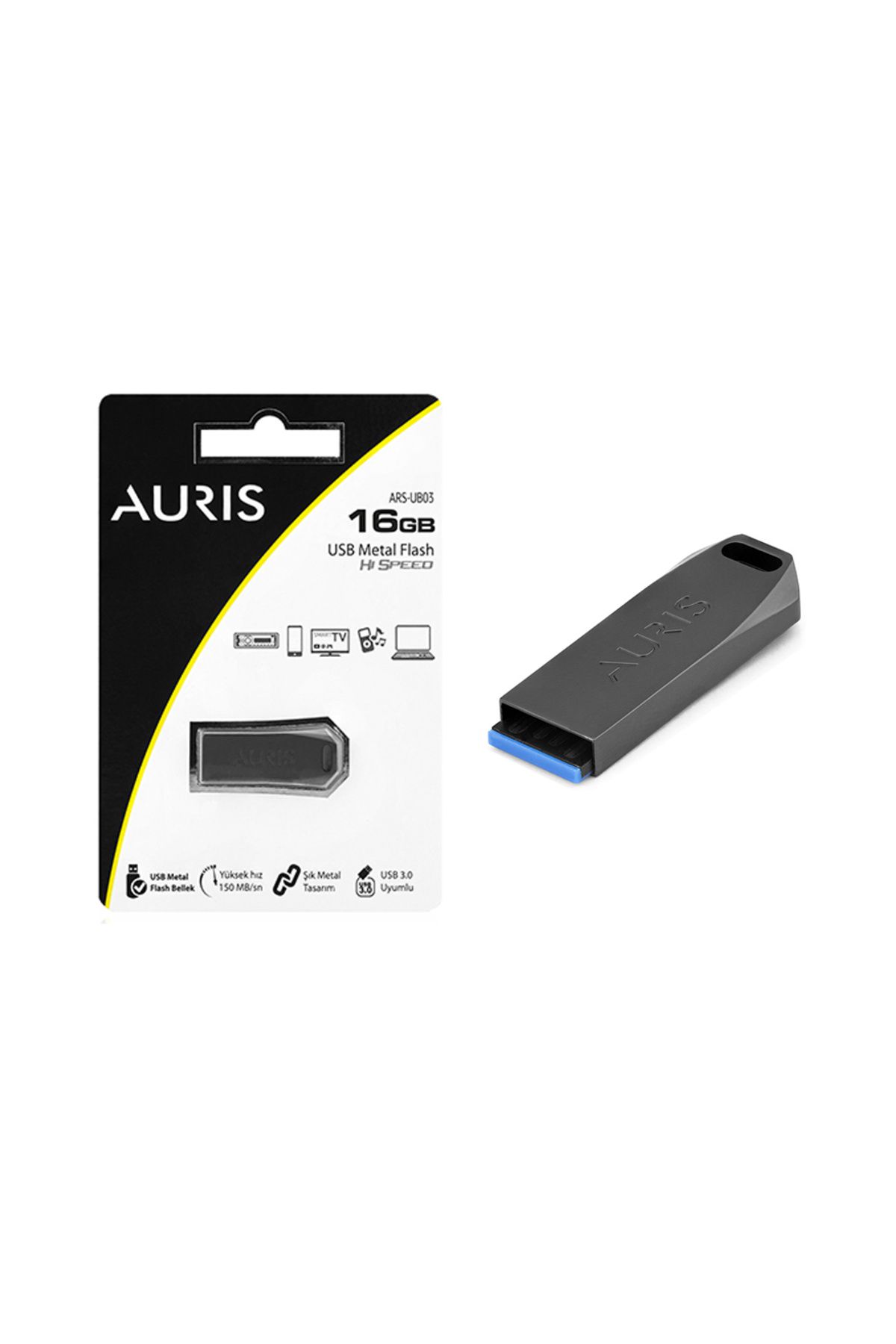 Auris-Aum16 USB 3.0 Metal Flash Memory 16Gb Black 1
