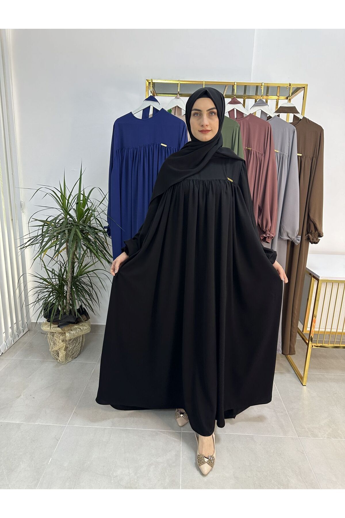 erasra class-Dress Set with Black Shawl and Robe Belt on Top - Hijap and Abaya (Suitable for Hajj and Umrah) 1