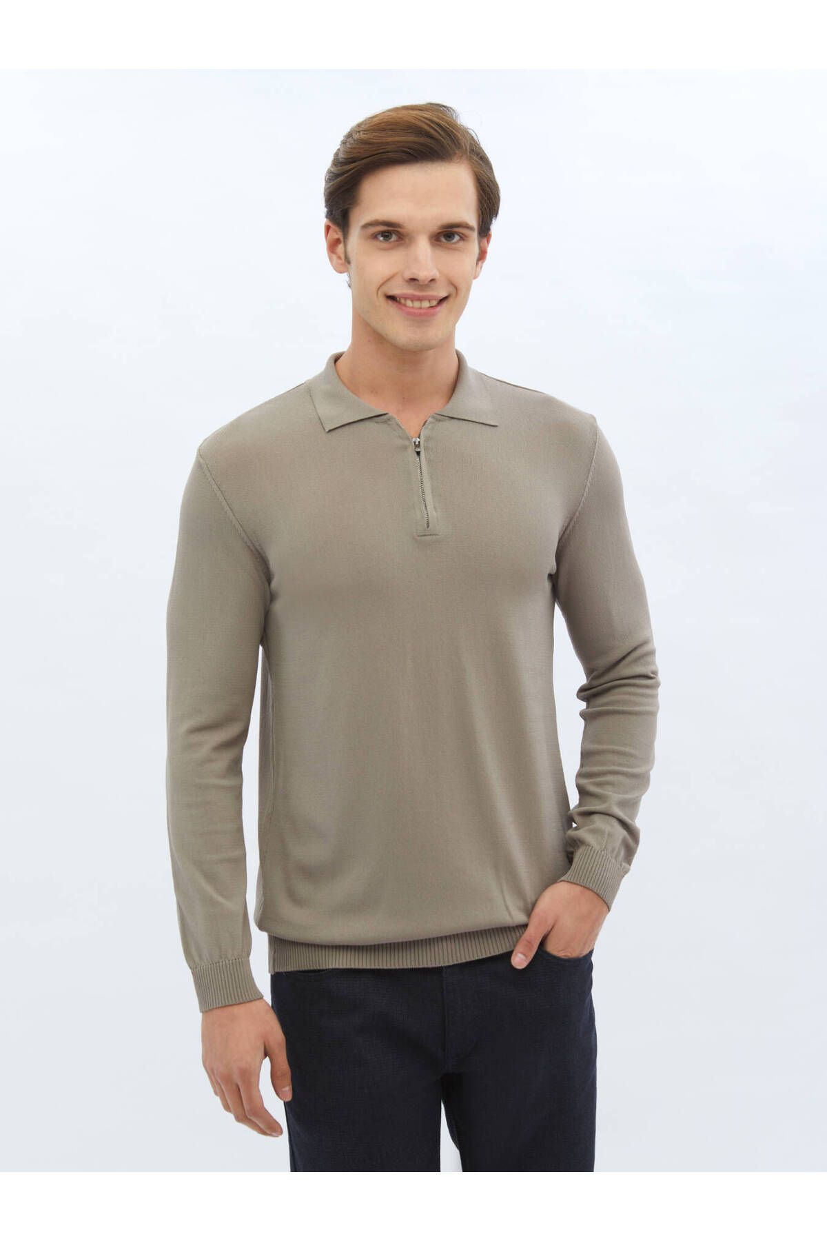 Kip-Light Mink Polo Neck Plain Knit Knitwear 1