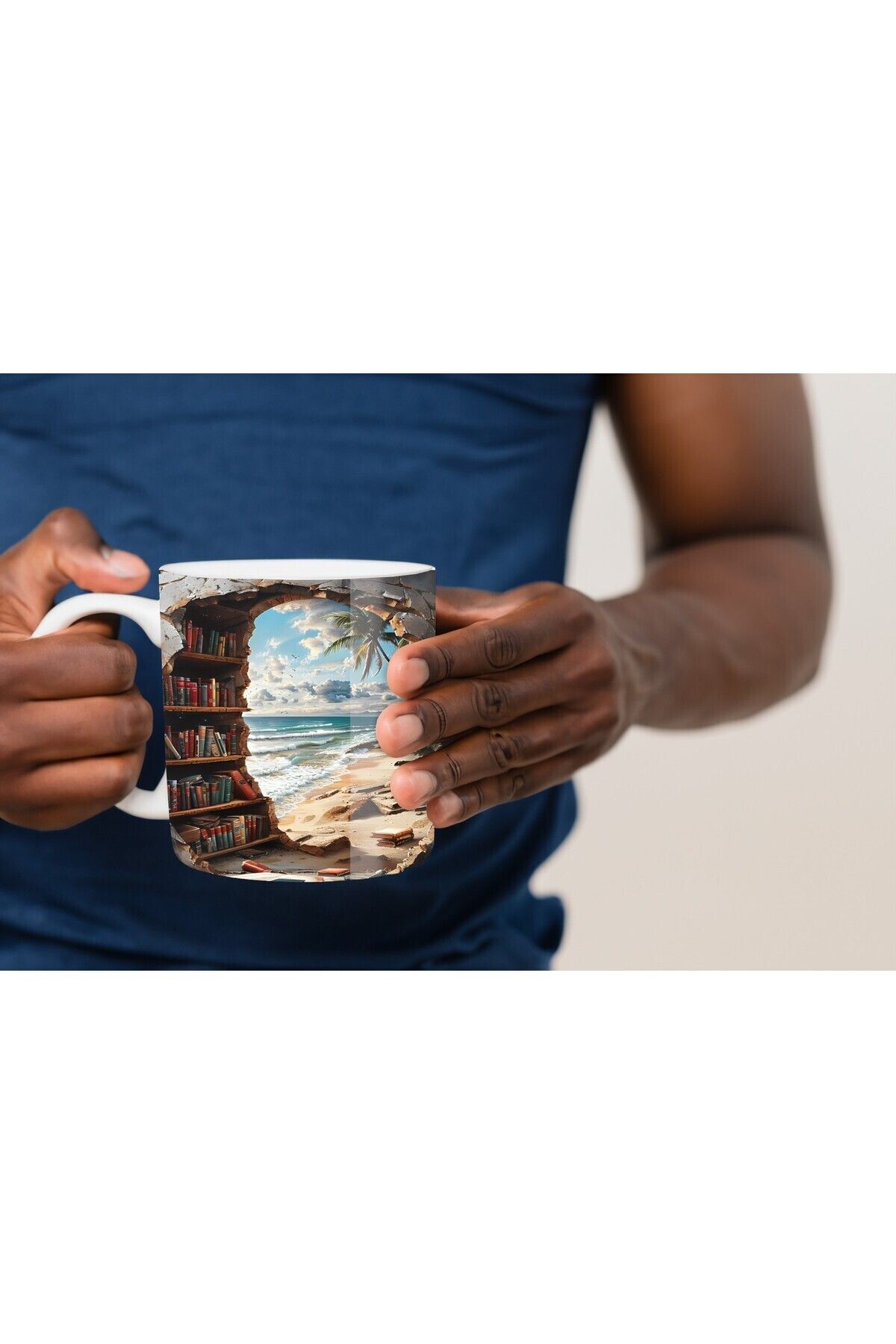 Umul Store-Bookshelf Library Printed 3D Design Ceramic Mug - Gift Mug Cup 7