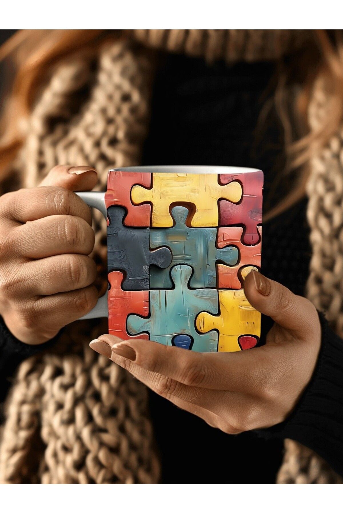 V&T Kurumsal Yapboz - Puzzle Temalı 3 Boyutlu Tasarım Seramik Kupa Mug - Hediyelik Kupa