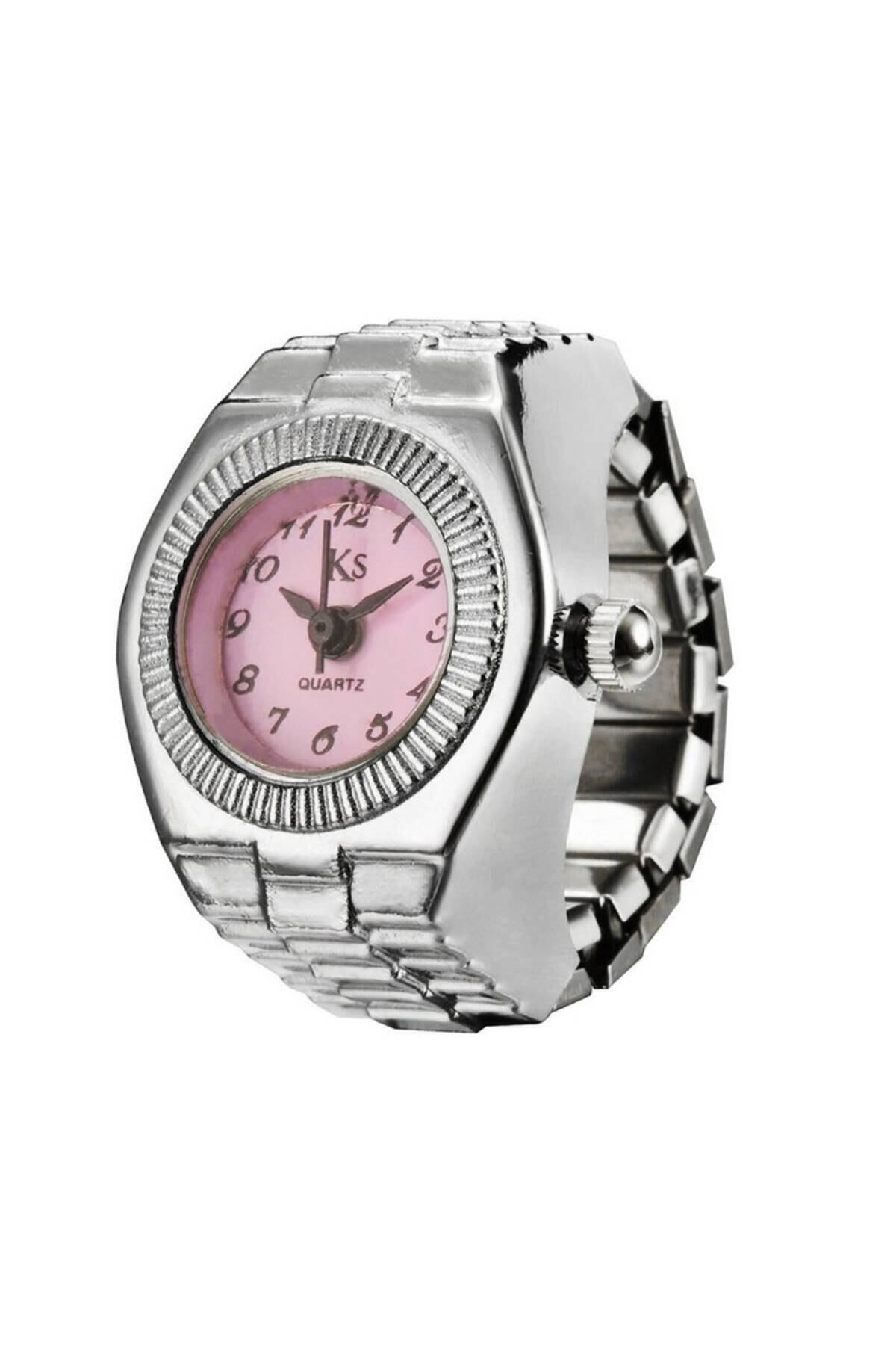 Bozhi-Steel Mini Watch Ring, Ring Watch, Finger Watch Ring, Pink Round Ring Watch 2