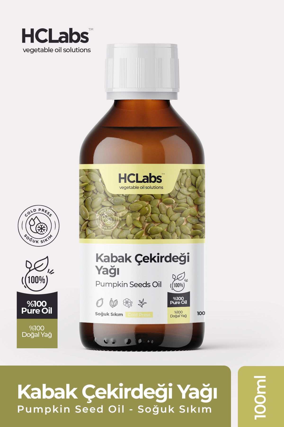 HCLABS Kabak Çekirdeği Yağı Soğuk Sıkım 100 ml