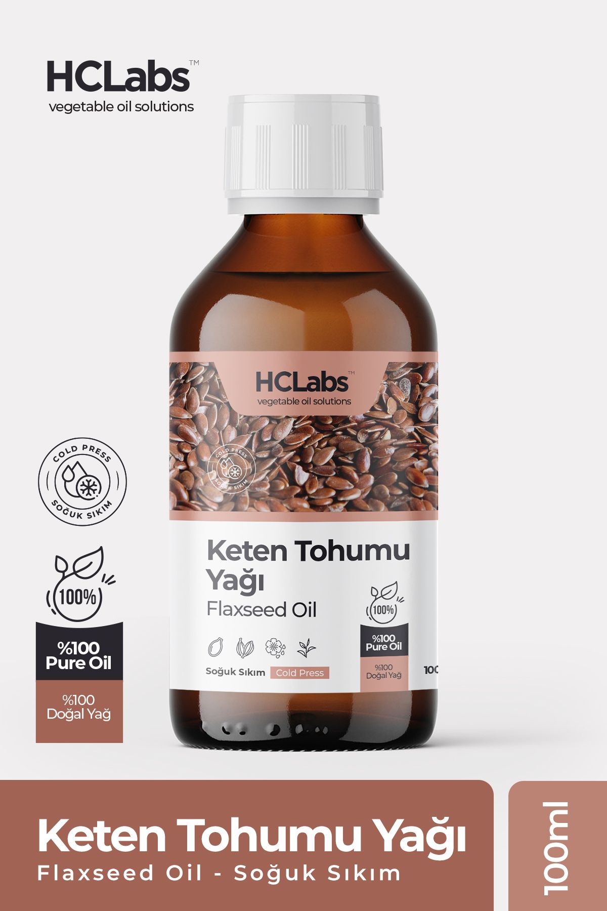 HCLABS Keten Tohumu Yağı Soğuk Sıkım 100 ml