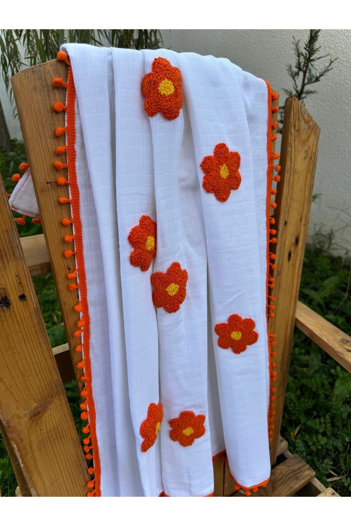 Zeyna Atölye-Daisy Patterned 100% Cotton 90X100 Muslin Baby Blanket - Soft and Breathable Design 7