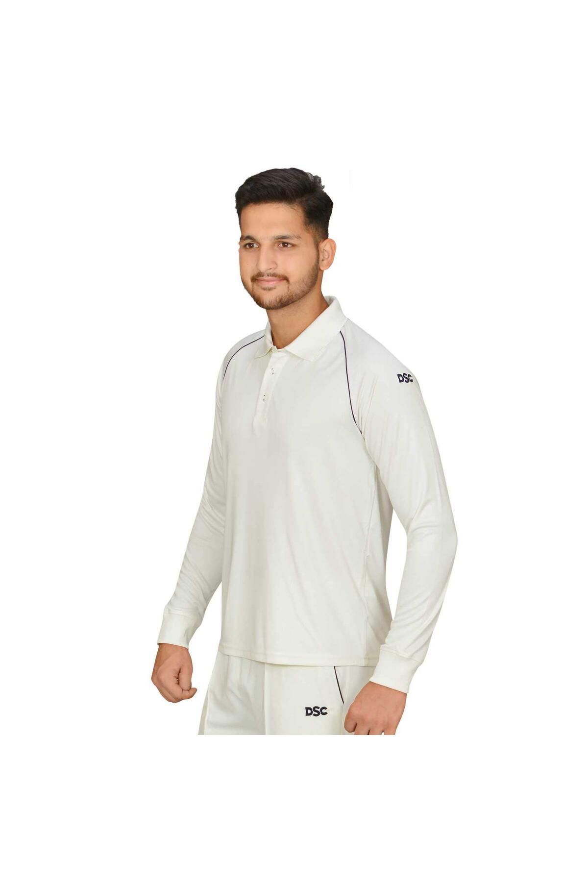 DSC-Atmos Polyester Sleeve Cricket T-shirt (WHITE/NAVY, SIZE 30) | Stylish, Lightweight, Comfortable 1