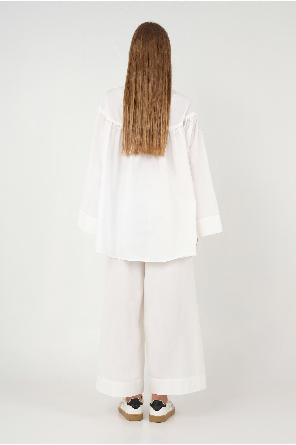 HEQA-White Poplin Tunic - Gathered 4