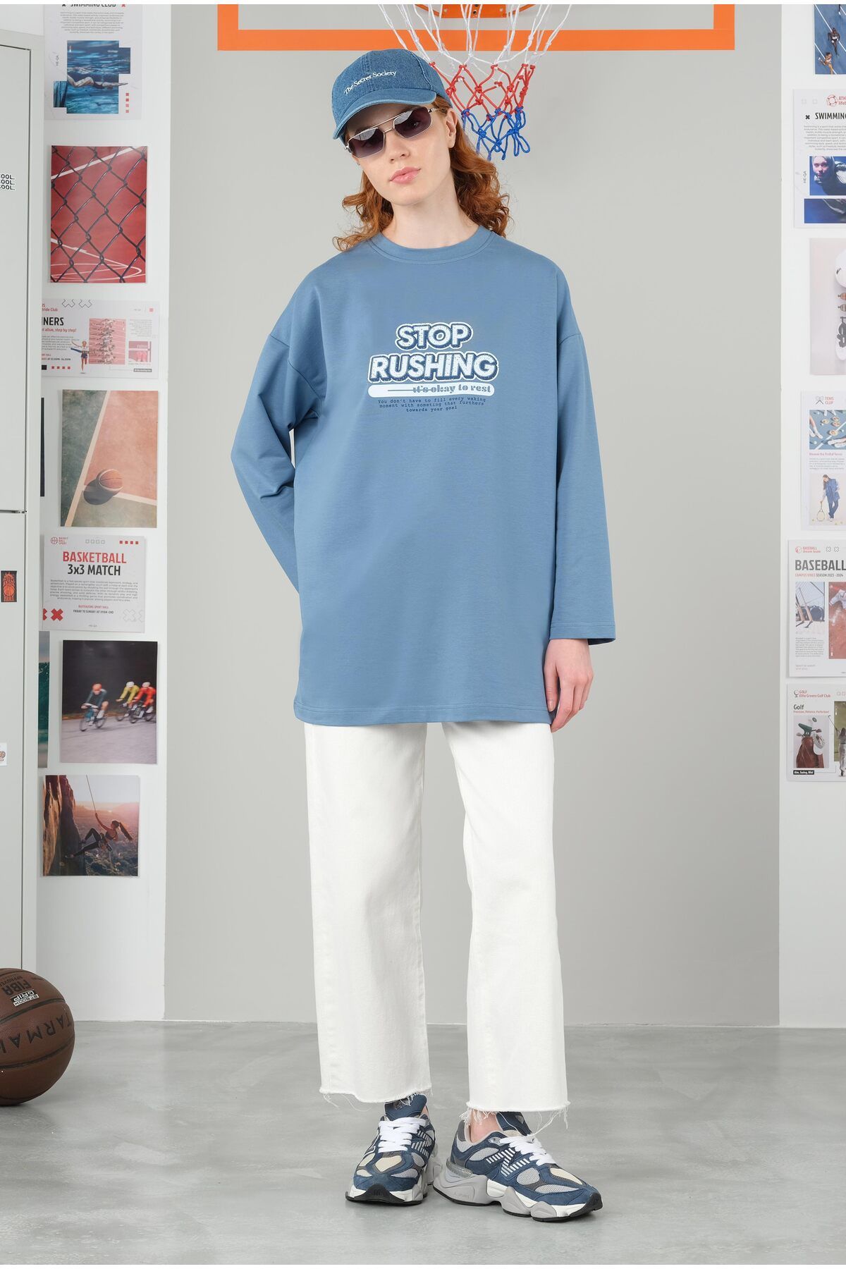HEQA-Blue Crew Neck T-Shirt - 70 cm 4