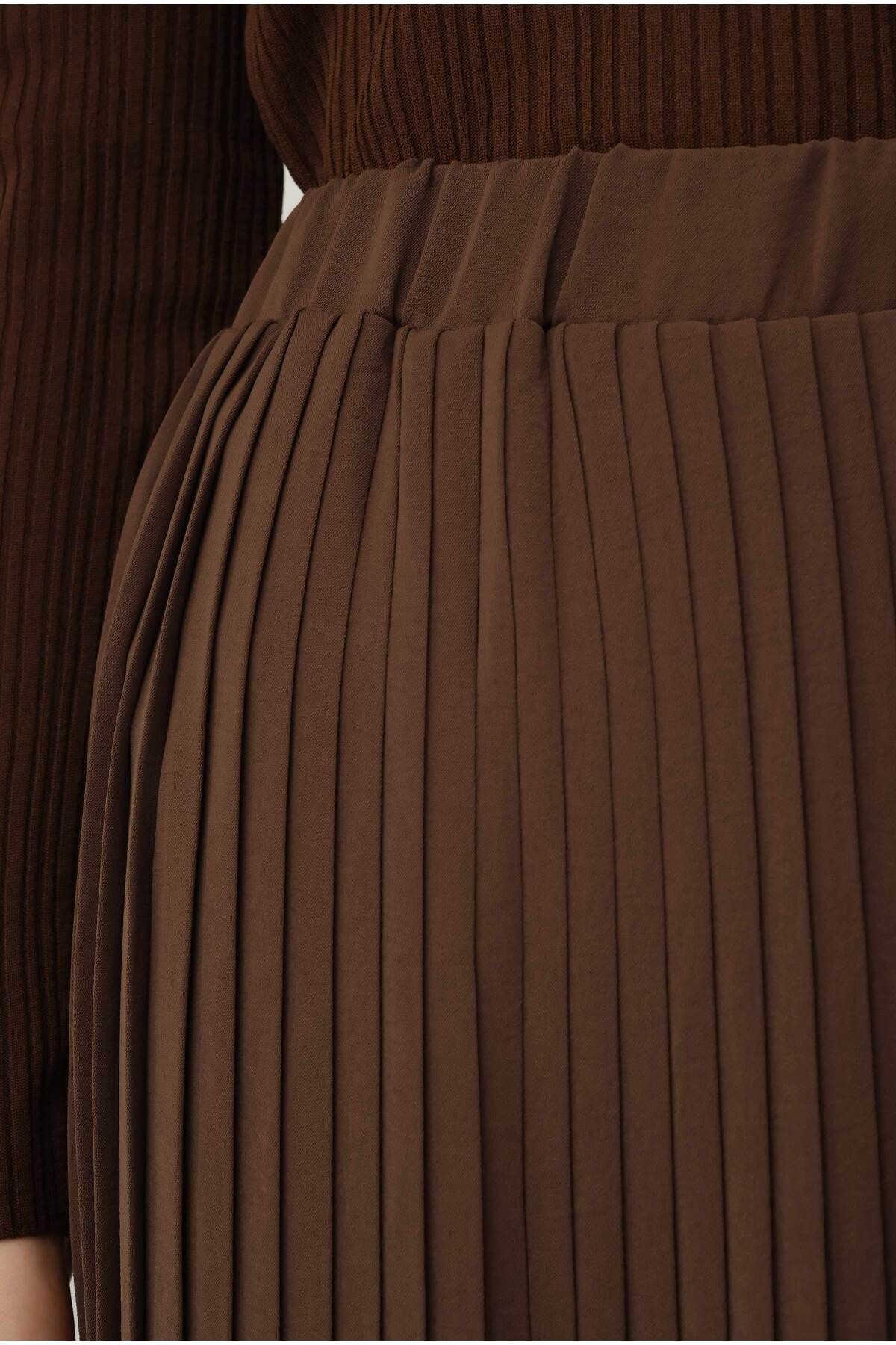 HEQA-Brown Pleated Skirt 4