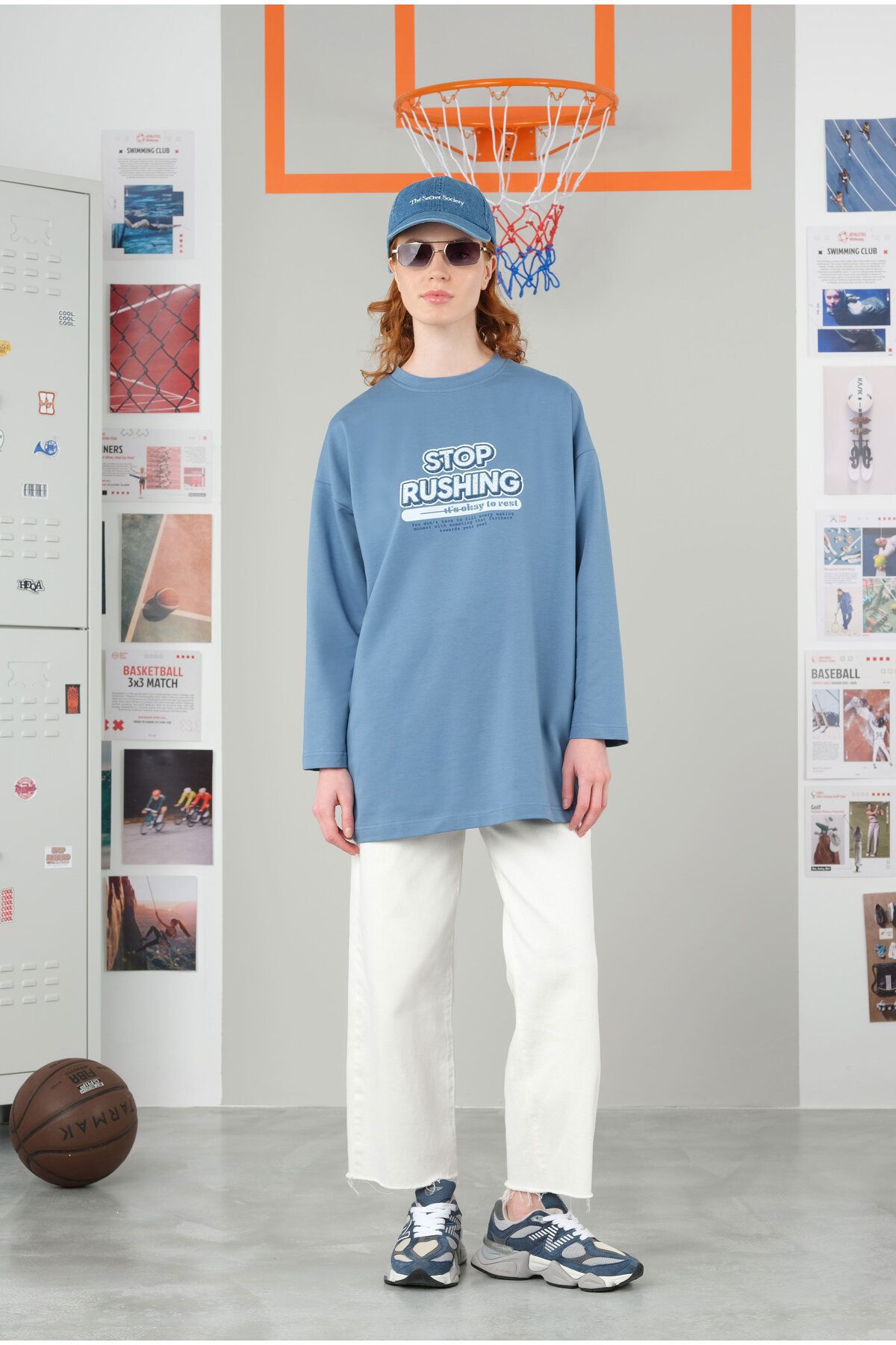 HEQA-Blue Crew Neck T-Shirt - 70 cm 6