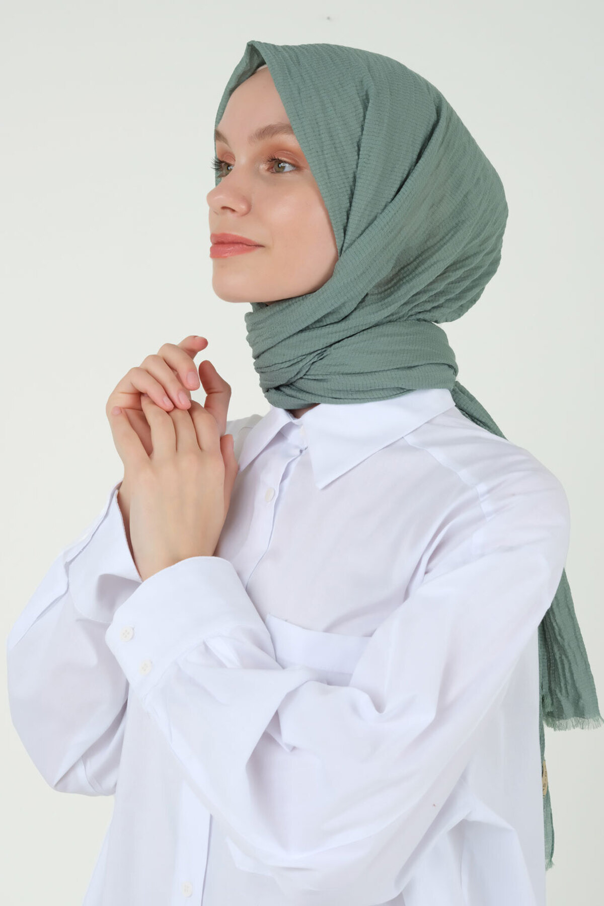 HEQA-شال طبيعي أخضر فاتح 3
