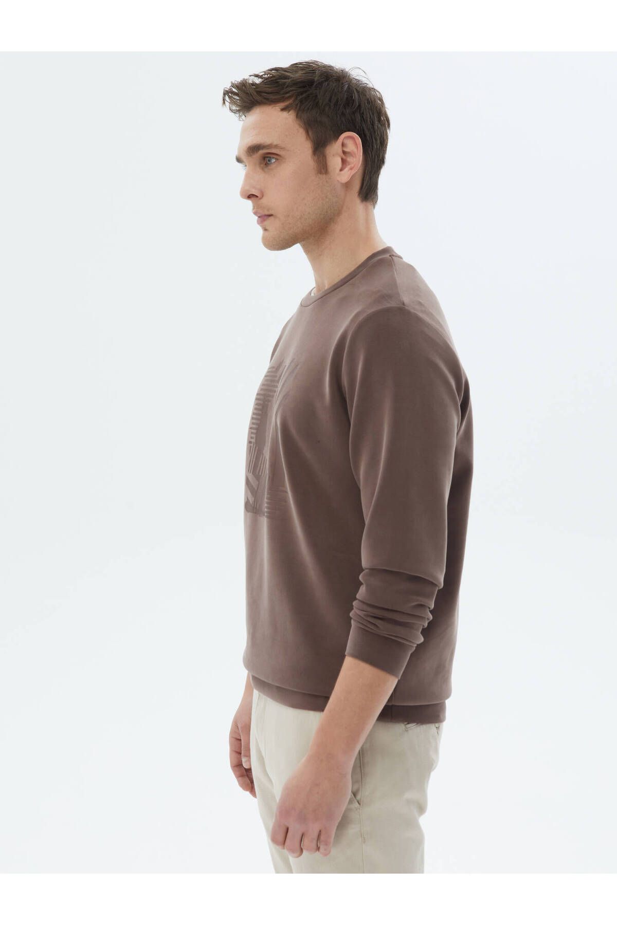 Kip-Crew Neck Printed Brown Sweatshirt 4