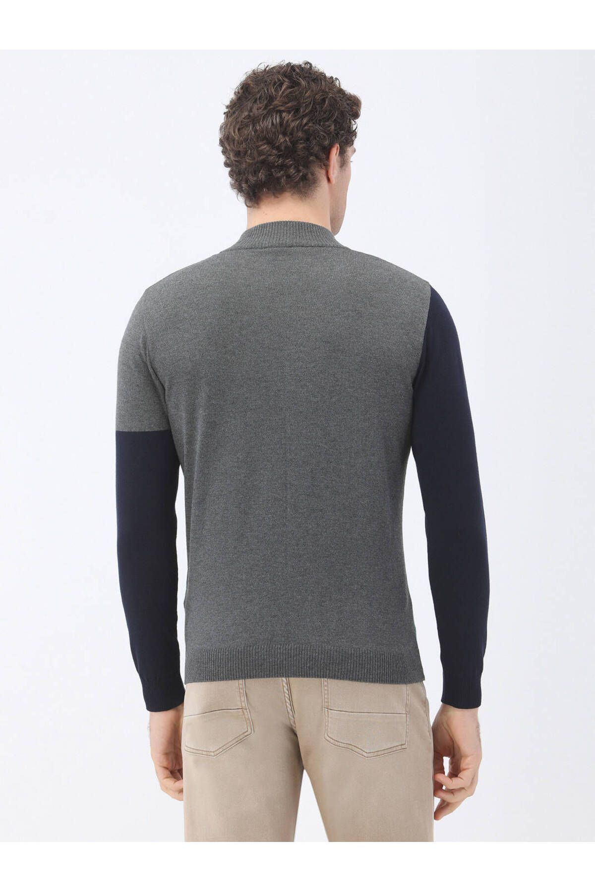 Kip-Patterned Dark Gray Knitwear - Half Turtleneck 5