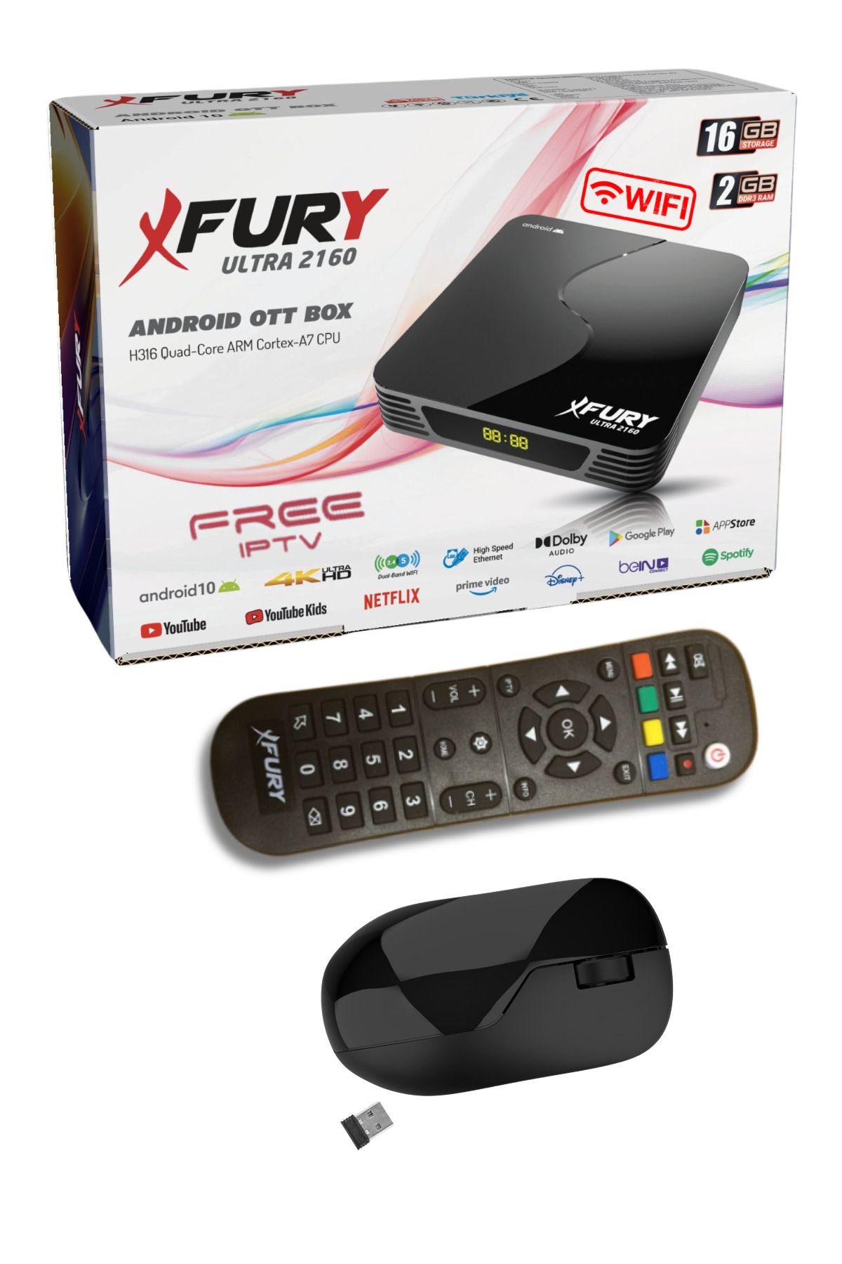 FURY-Ultra 2160 2GB Ram Android TV Box Media Player + ماوس لاسلكي 2