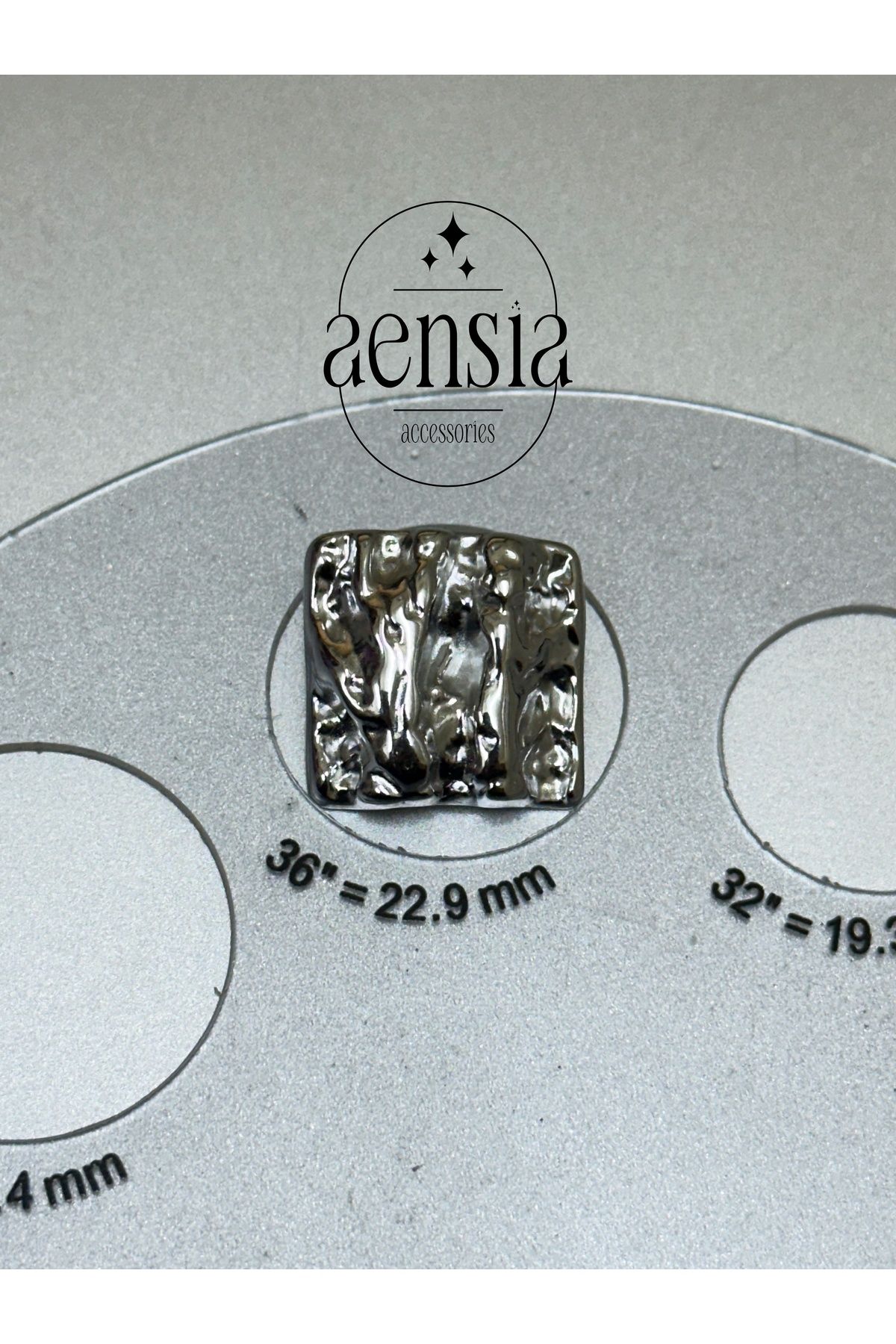 aensia-Silver Square over Striped Pattern Metal Button Set - Pack of 12 (6 Large + 6 Small) 5