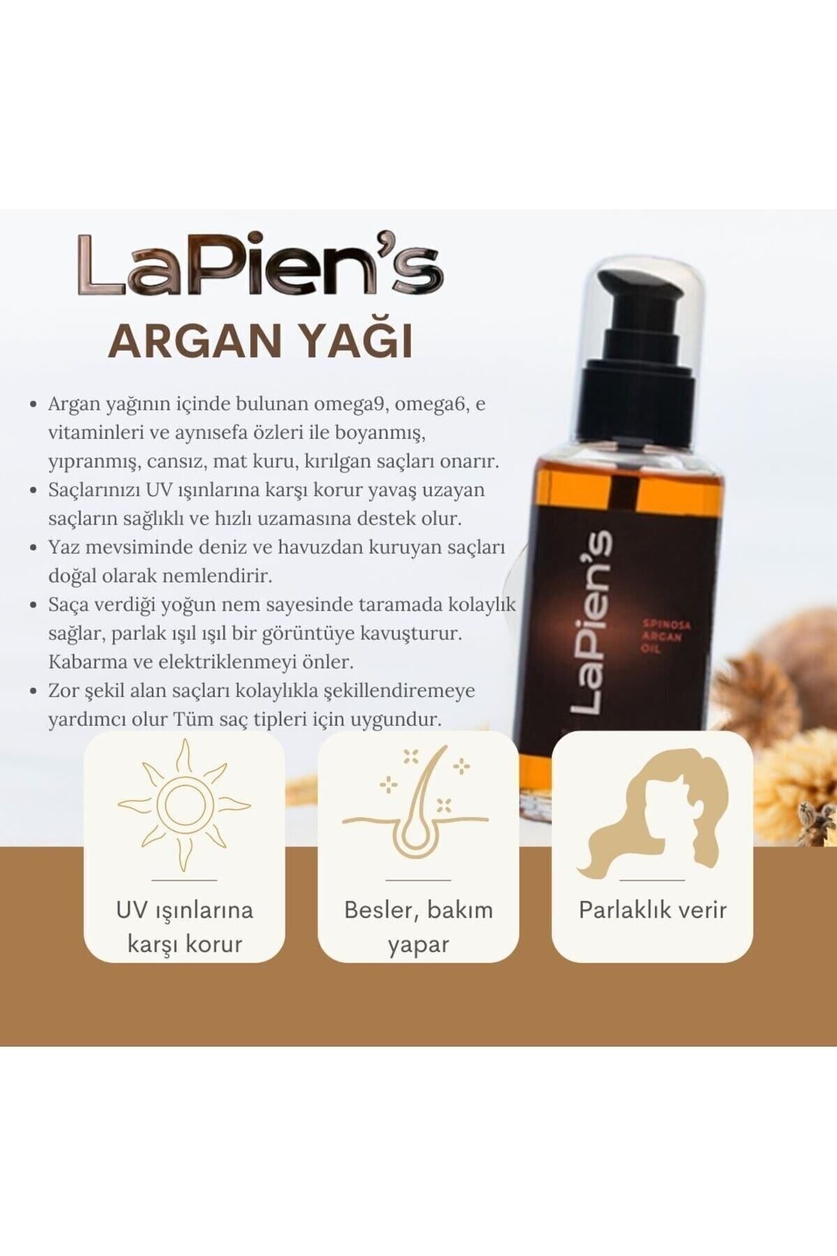 Lapien's Argan Yağı Yıpranmış Saçlar Için Yumuşaklık Ve Parlaklık Katan Yoğun Besleyici Etikli 100 ml-4