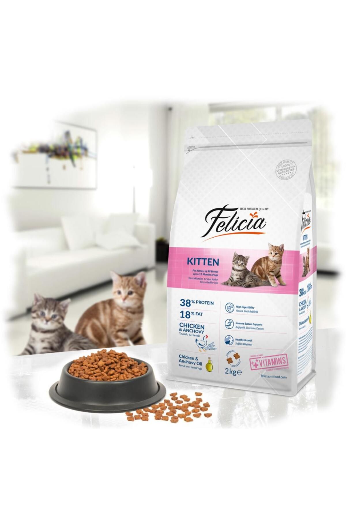 Felicia Az Tahıllı Kitten Yavru Tavuklu Hypoallergenic Kedi Maması 2 Kg