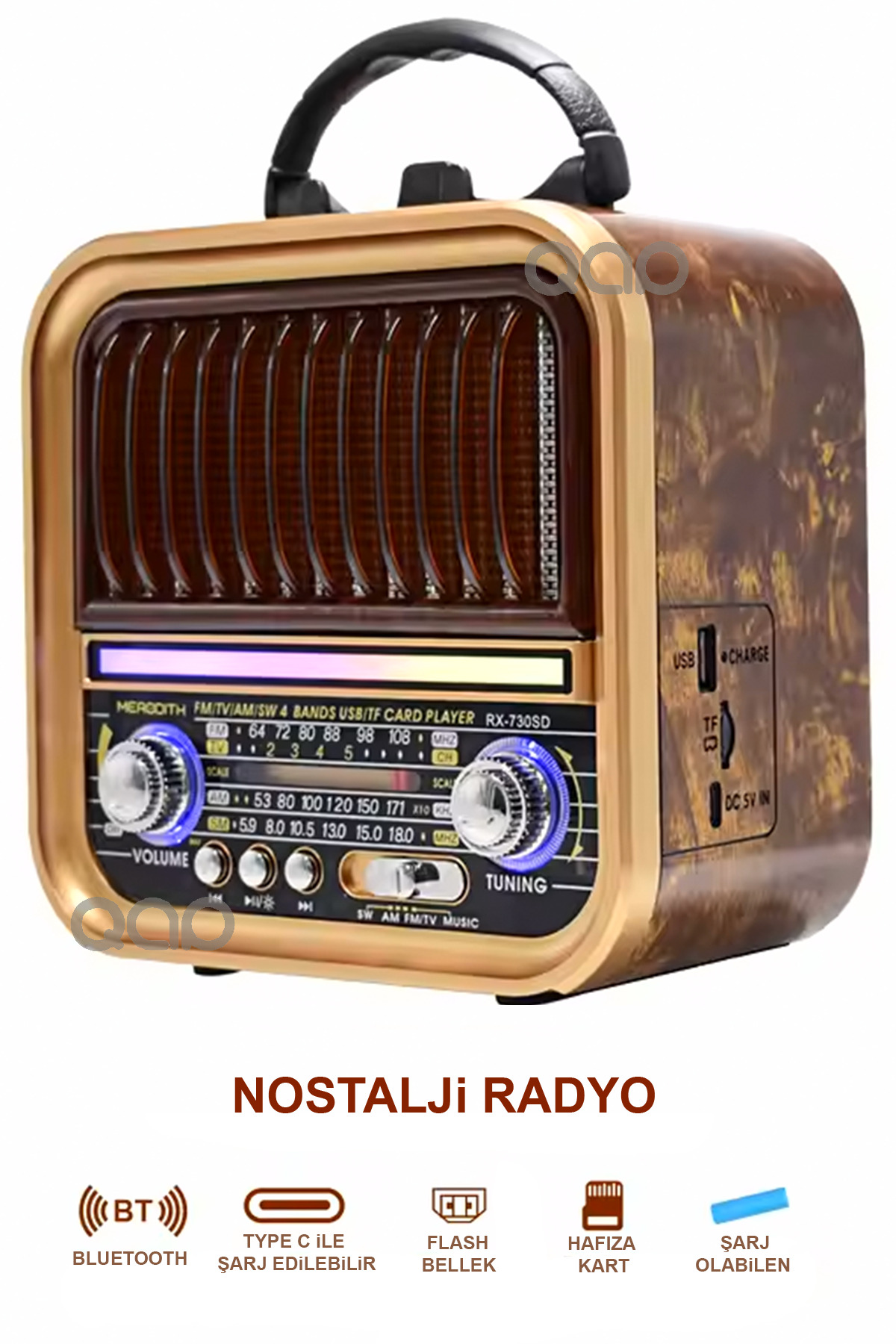 Nostalgia Radio Bluetooth Speaker Loud Sound Power with Rgb Light Dual Speakers with Led Light 10 WATTS