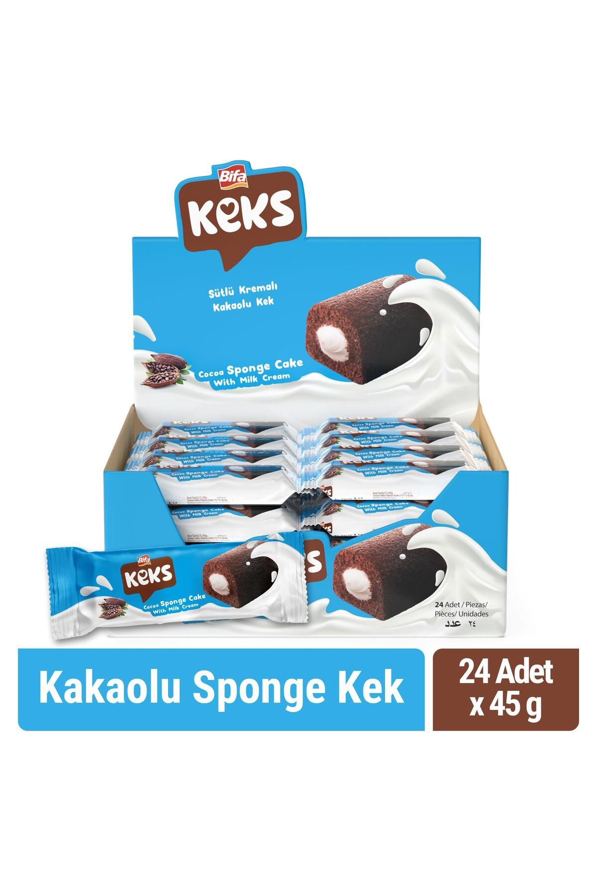 BİFA KEKS Bifa Keks Sponge Kek Kakaolu 45 gr X 24 Adet