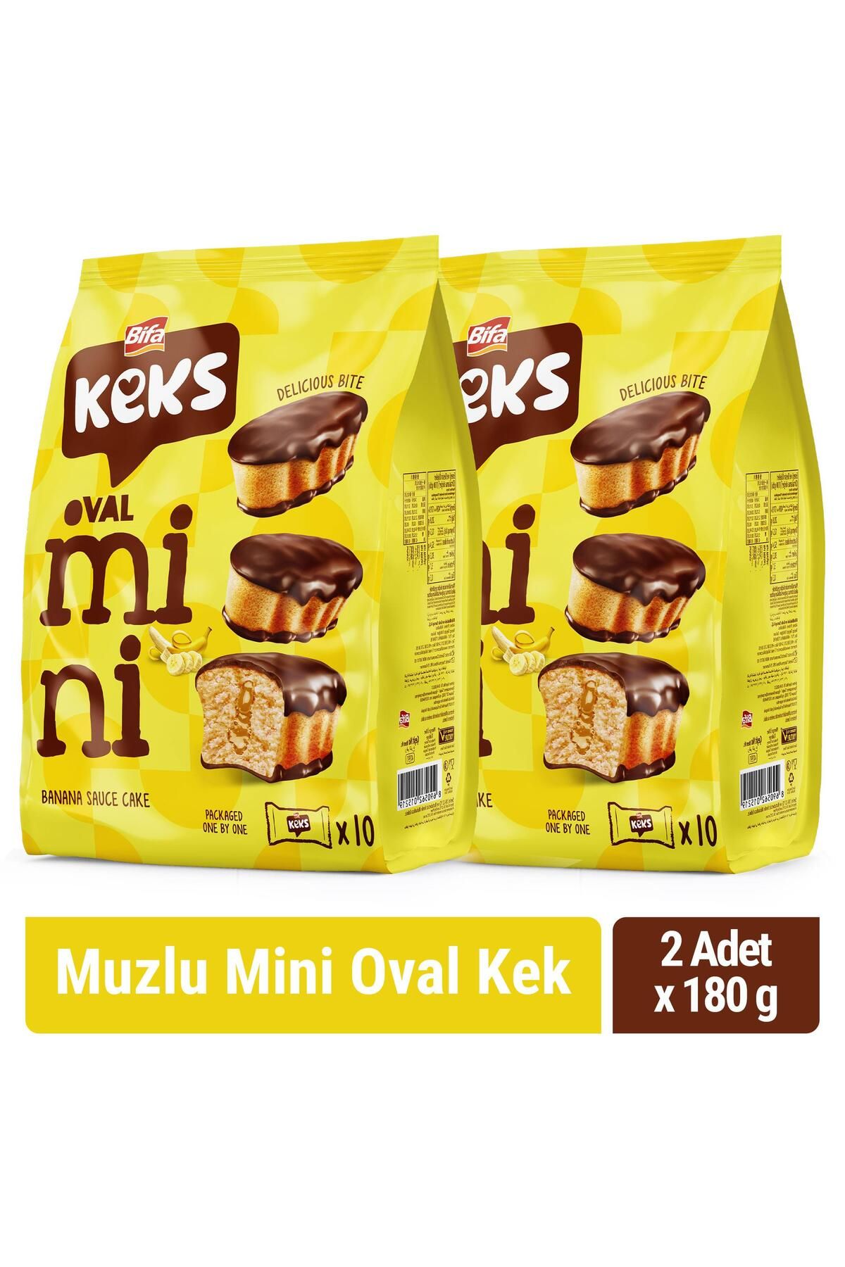 BİFA KEKS Bifa Keks Mini Oval Kek Muzlu 180 gr X 2 Adet