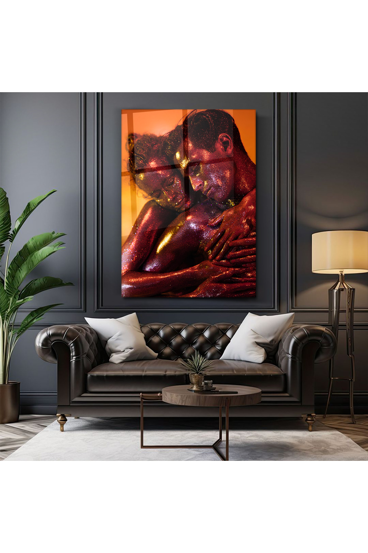 PoyKilArt Cam Tablo - 1 Kadın 1 Erkek - Duvar dekorasyonu - Ofis dekorasyonu - Duvar tablosu - DK