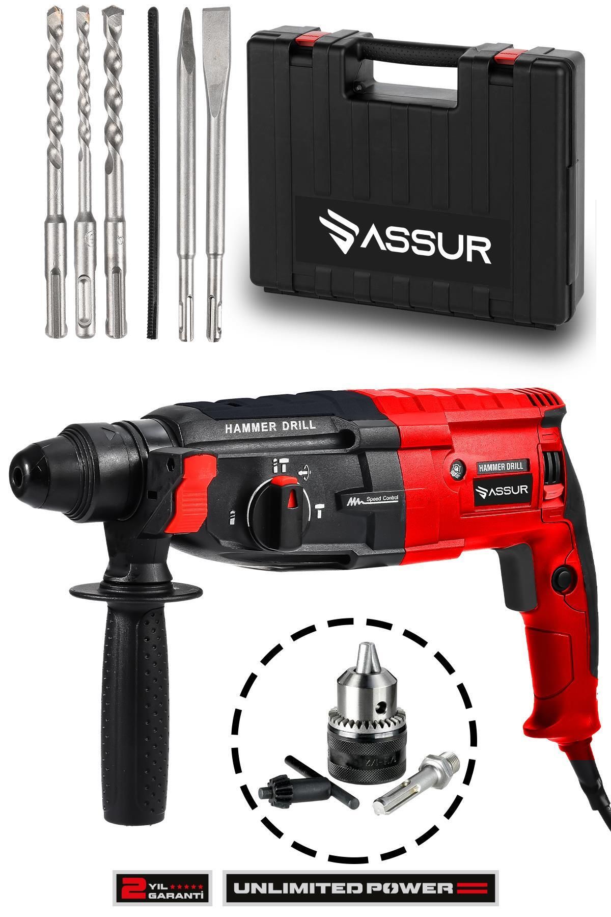 ASSUR 850w Metal Şanzıman Darbeli Matkap Kırıcı Delici Hilti 2-28mm