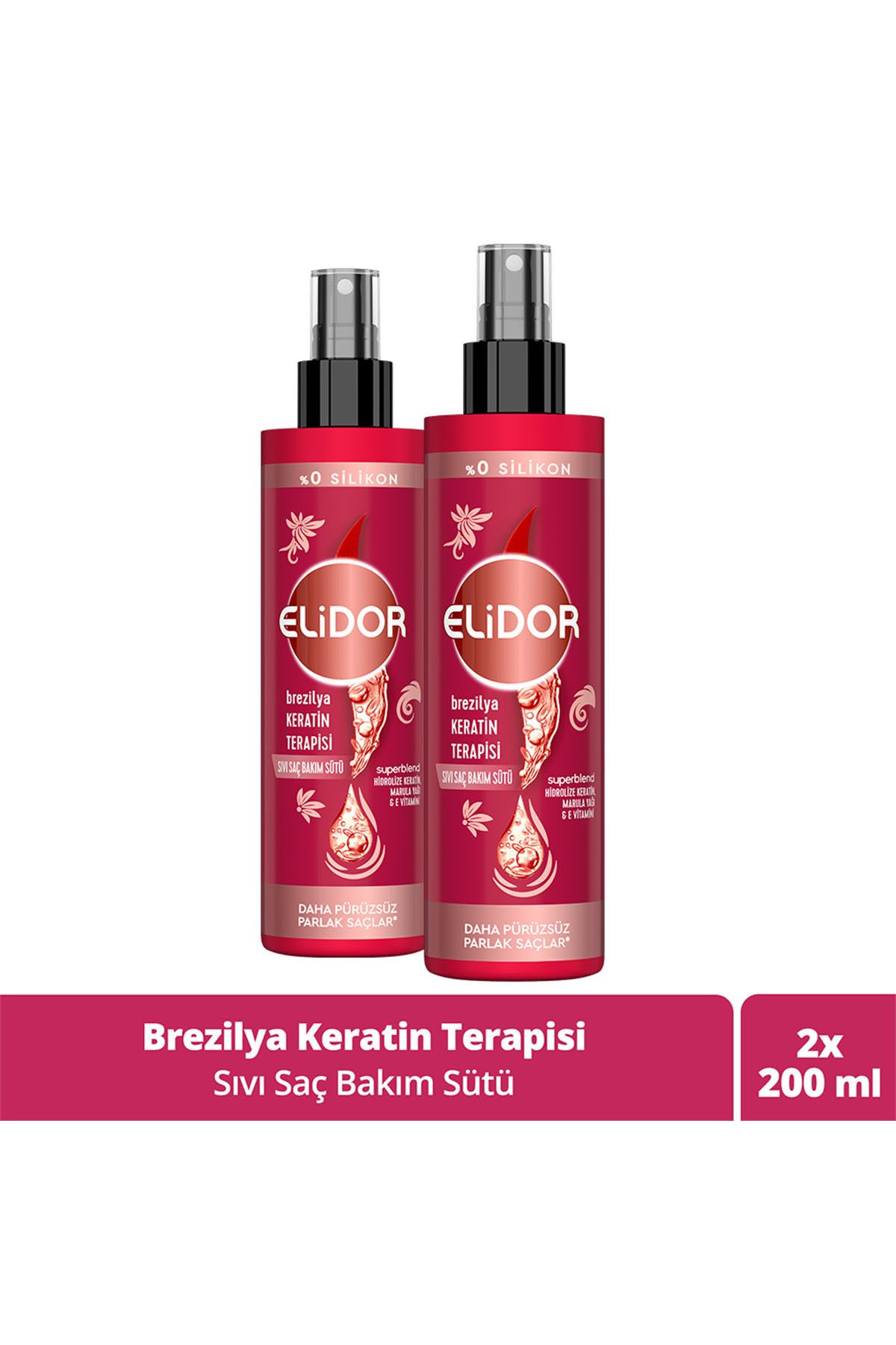 Elidor Sıvı Saç Bakım Sütü Brezilya Keratin Terapisi 200 ml X2