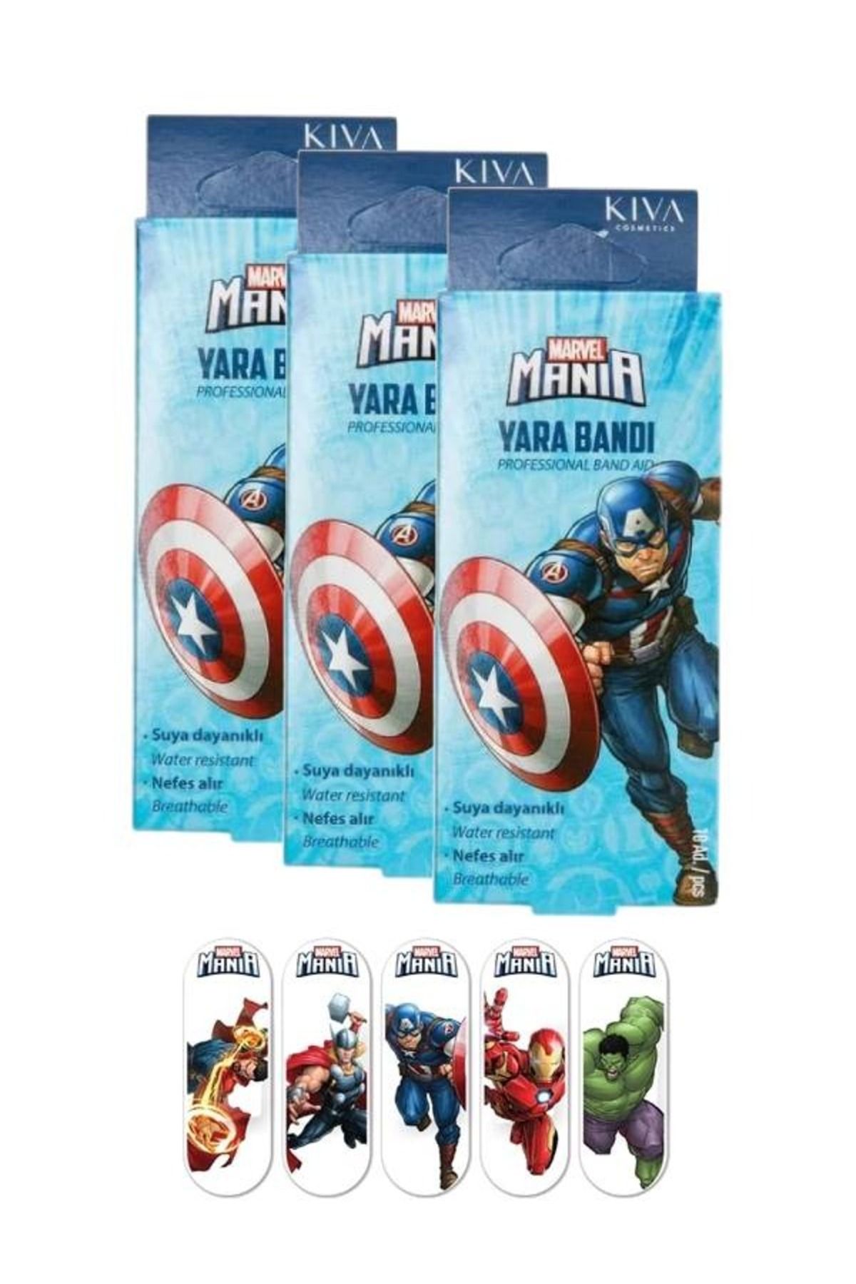 Marvel Captain America Yara Bandı 10'lu (3 Adet)