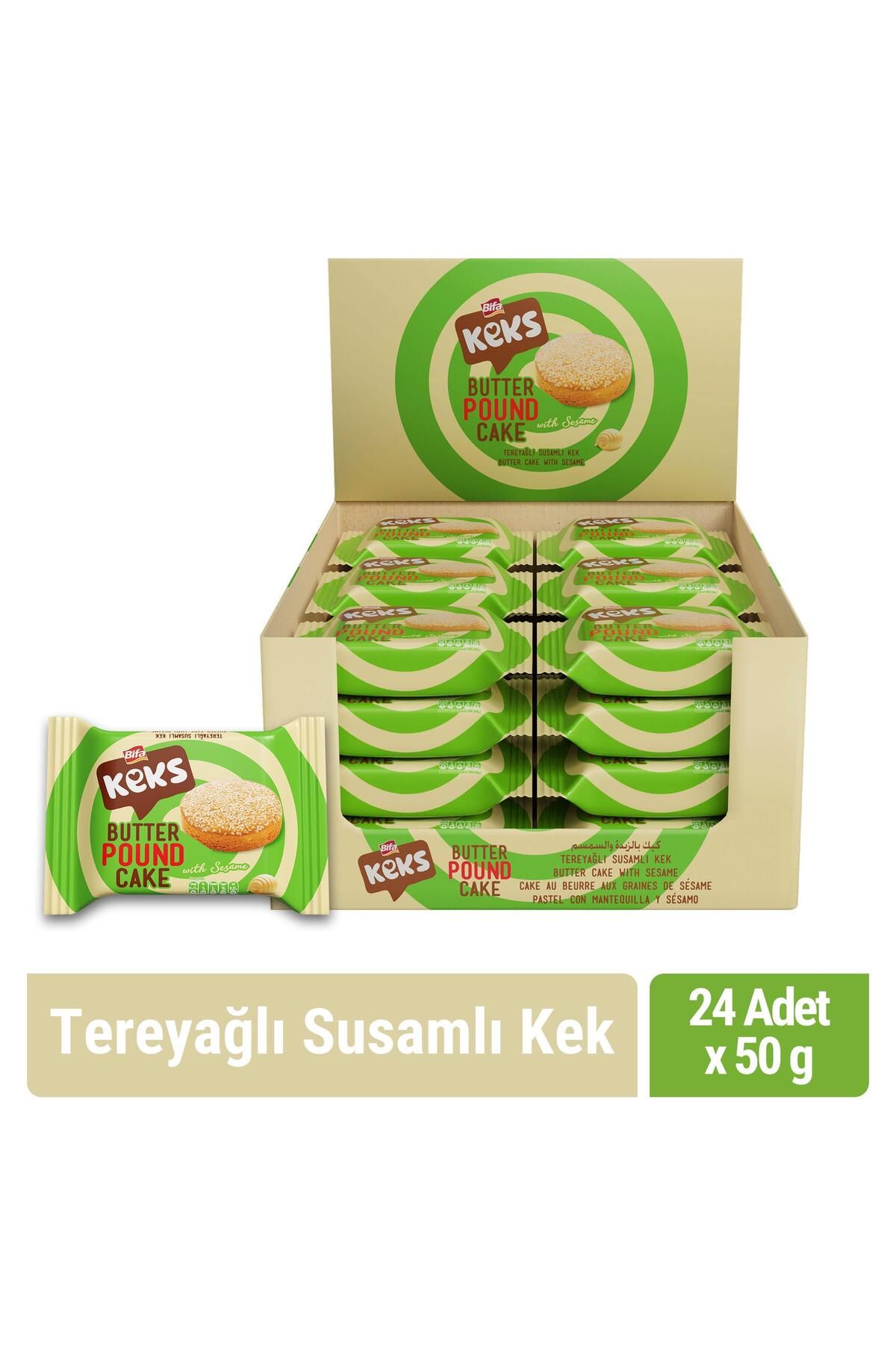 BİFA KEKS Bifa Keks Tereyağlı Susamlı Kek 50 gr X 24 Adet