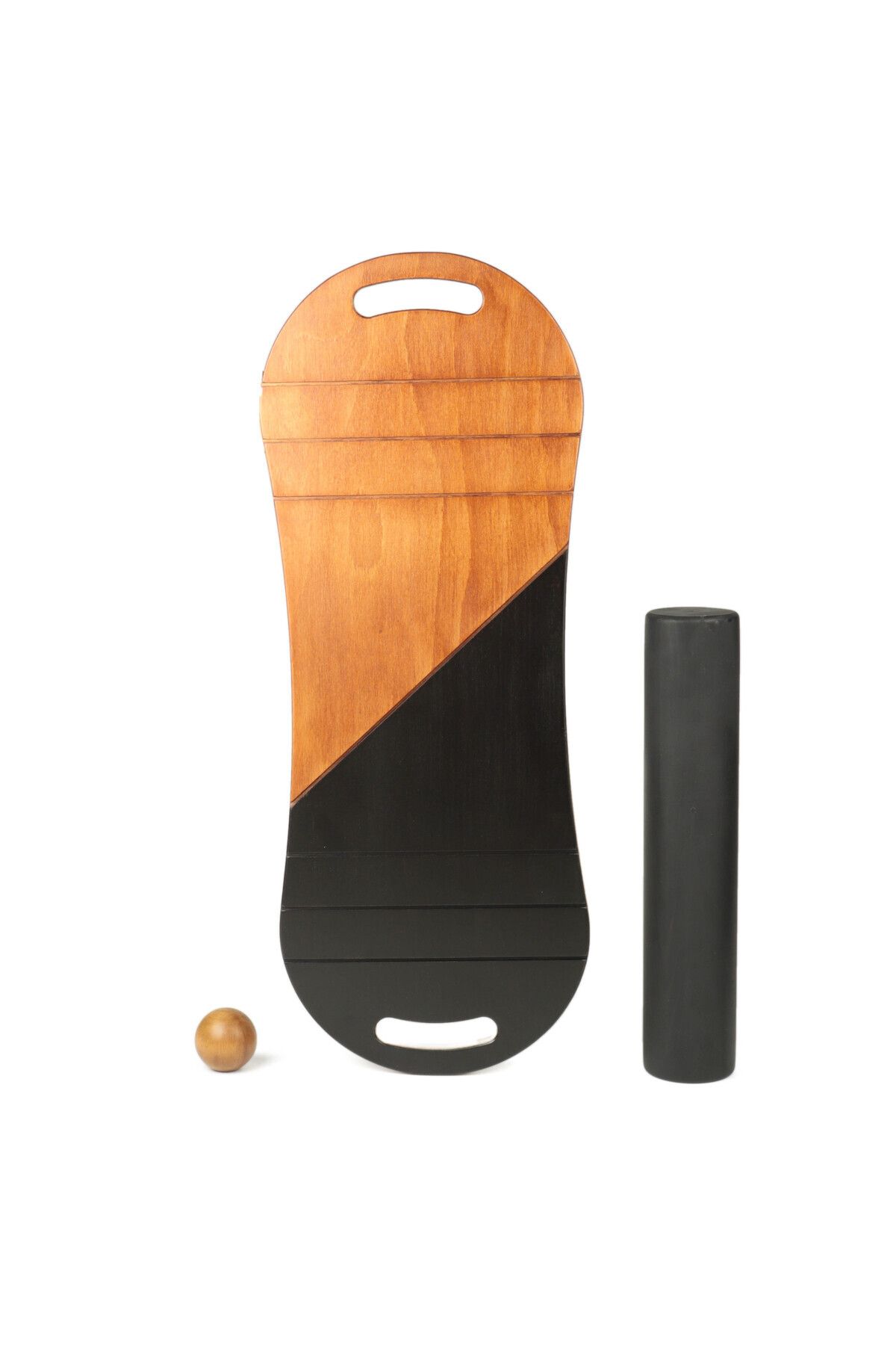 Wood Stone Art Denge Tahtası Balance Board Çift Fonksiyonlu Gym Board Rocket Board 73 x 28 CM Kahverengi