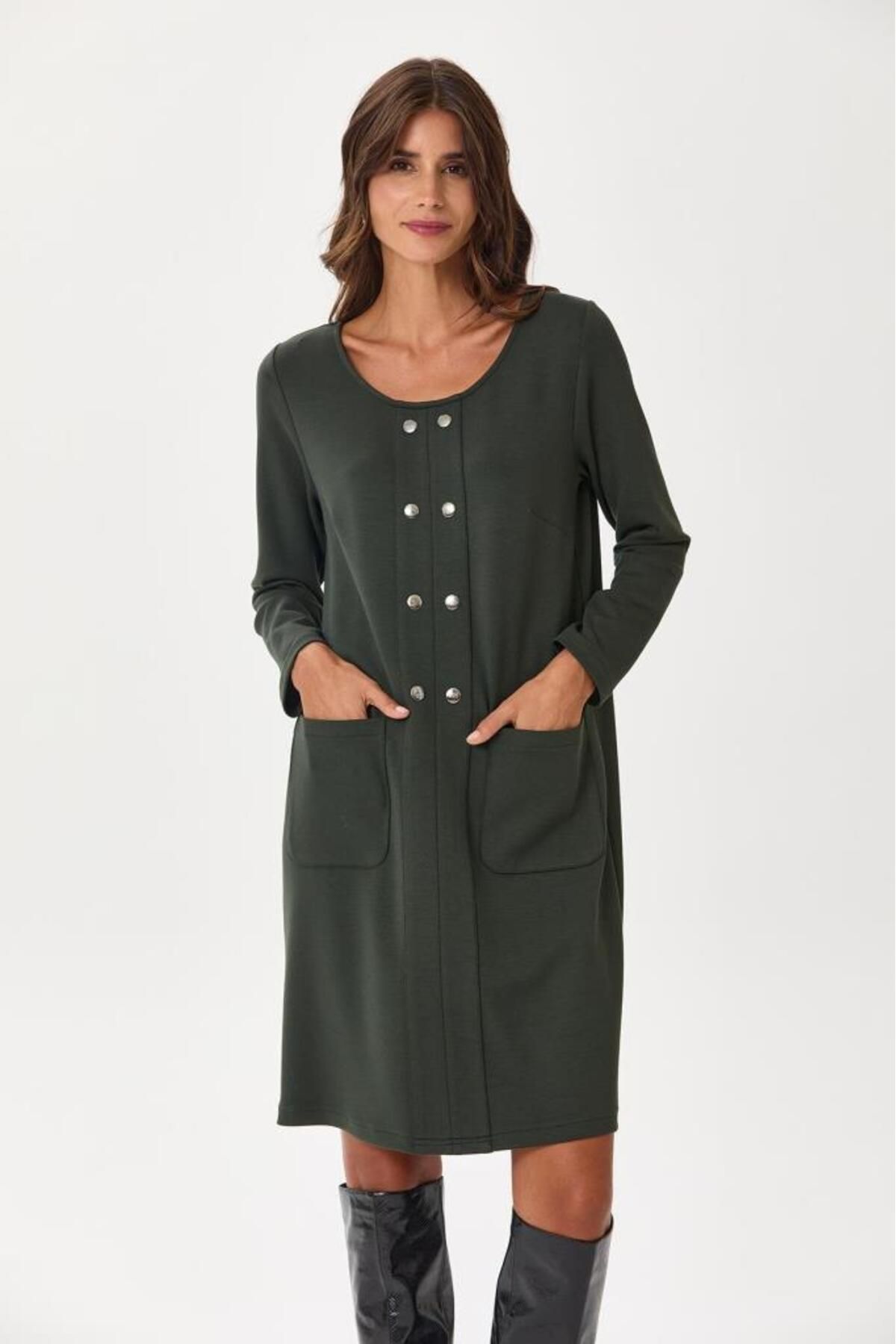 İKİLER-Round Neck Pocket Dress 245-2505 2